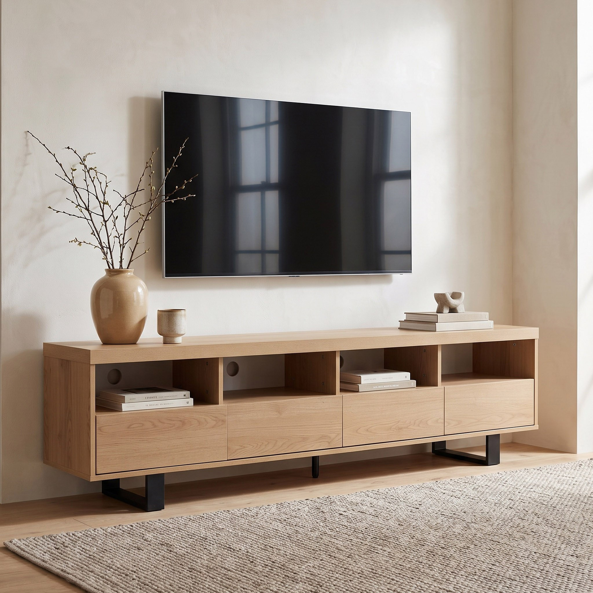 طقم وحدة تلفزيون مع طاولة مركزية وطاولة جانبية وطاولة كونسول من آيريس-hbxfurniture-livingroom-tvandmediaunits-image-2