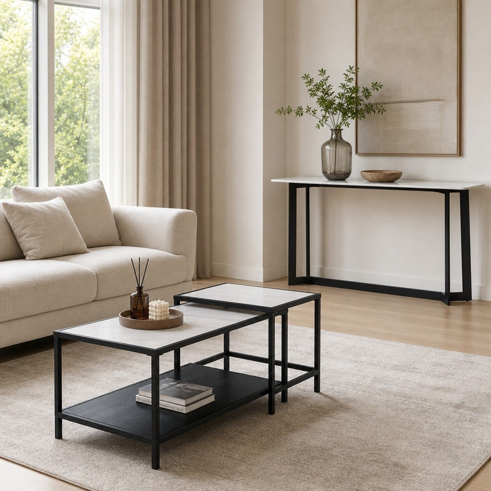 Roma Barcelona 2-Piece Coffee Table Set with Console Table-hbxfurniture-tablesandstands-consoletables-image-1