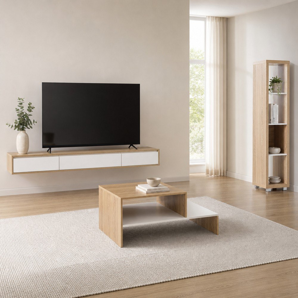 Alford TV Unit with Bookcase and Coffee Table Set-hbxfurniture-livingroom-tvandmediaunits-image-1