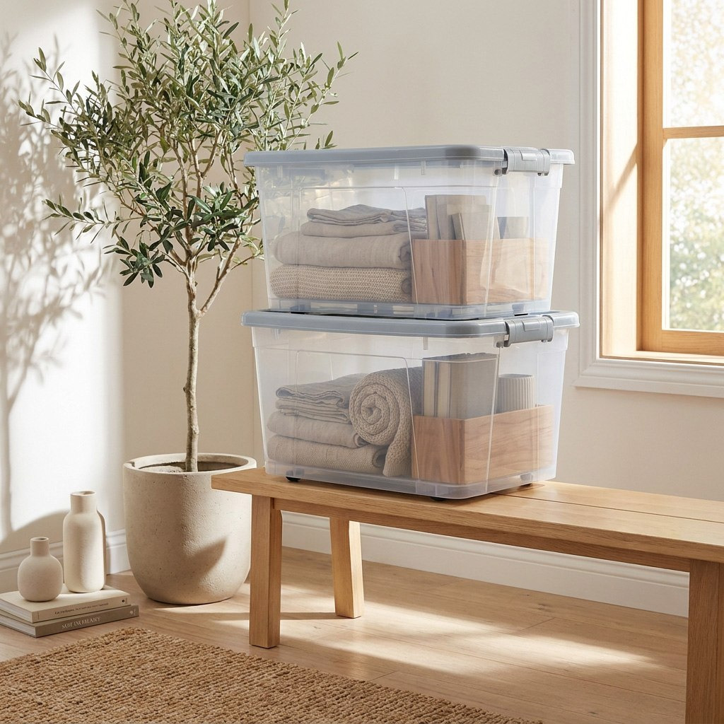 Bella 2-Piece Multipurpose Transparent Storage Box Set with Wheels and Lockable Lid - 25 L-hbxbedroom-bedroomaccessories-bedroomstorage-image-1