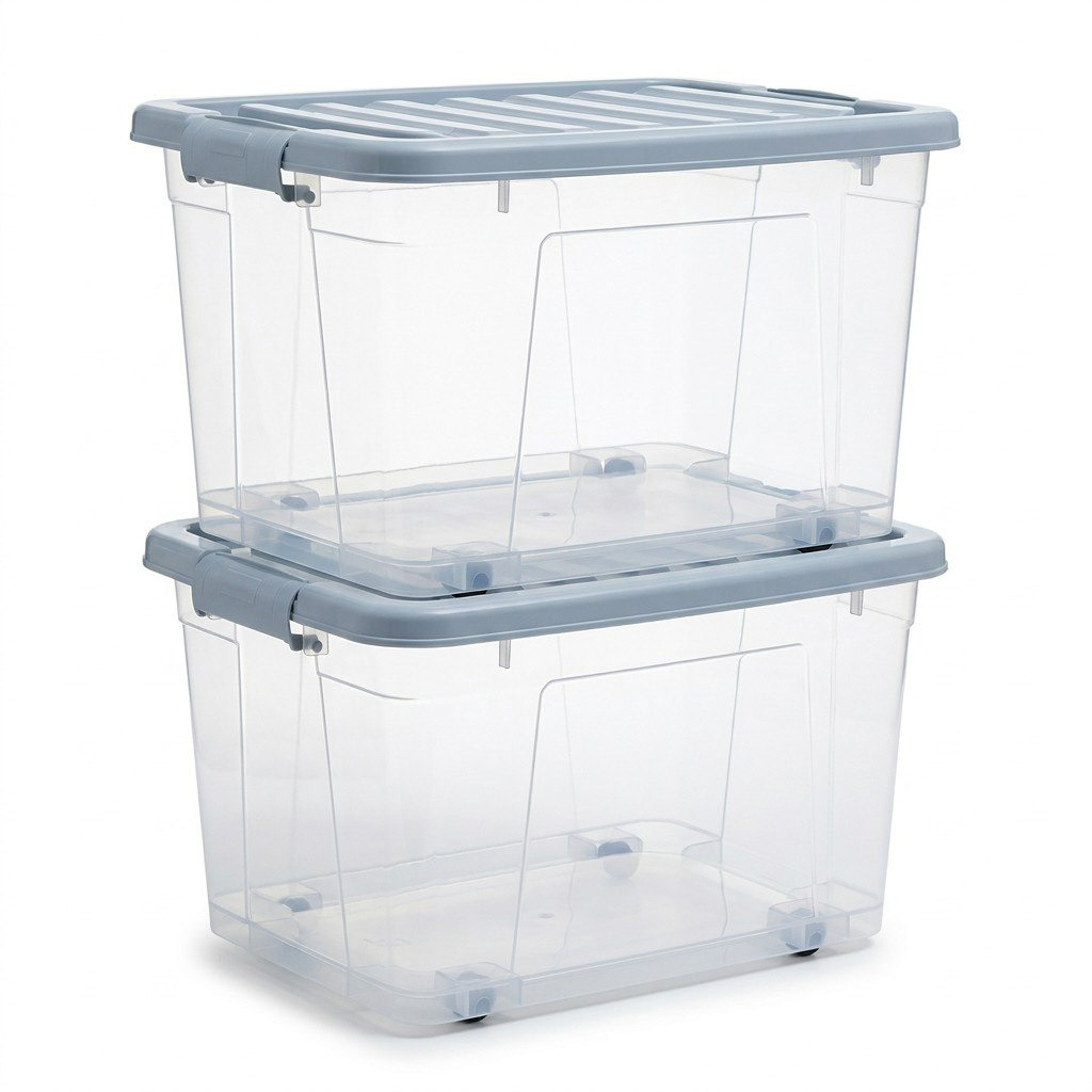 Bella 2-Piece Multipurpose Transparent Storage Box Set with Wheels and Lockable Lid - 25 L-hbxbedroom-bedroomaccessories-bedroomstorage-image-7