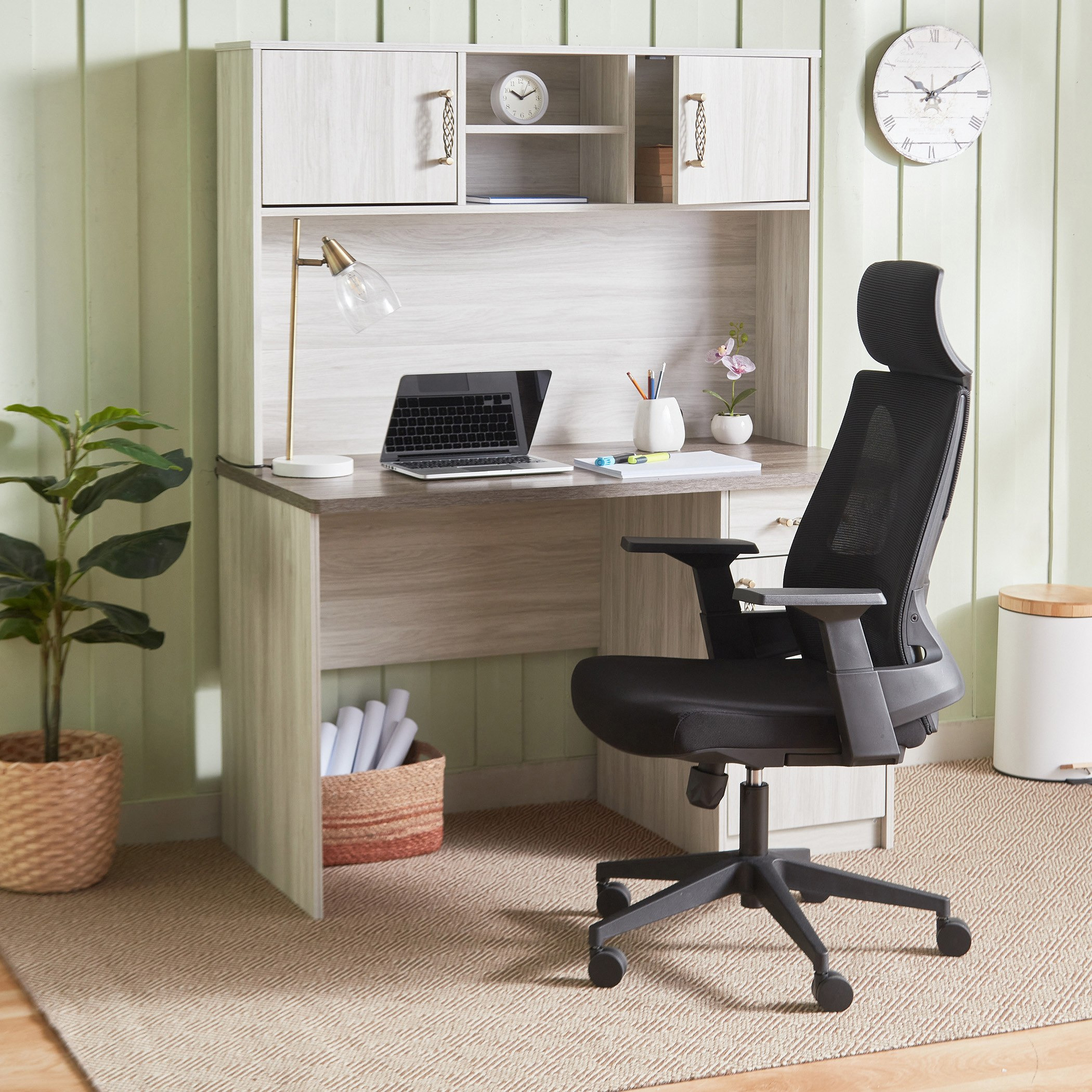 Angelic Study Desk with Hutch and Genoa High Back Office Chair Package-hbxfurniture-office-desks-image-1