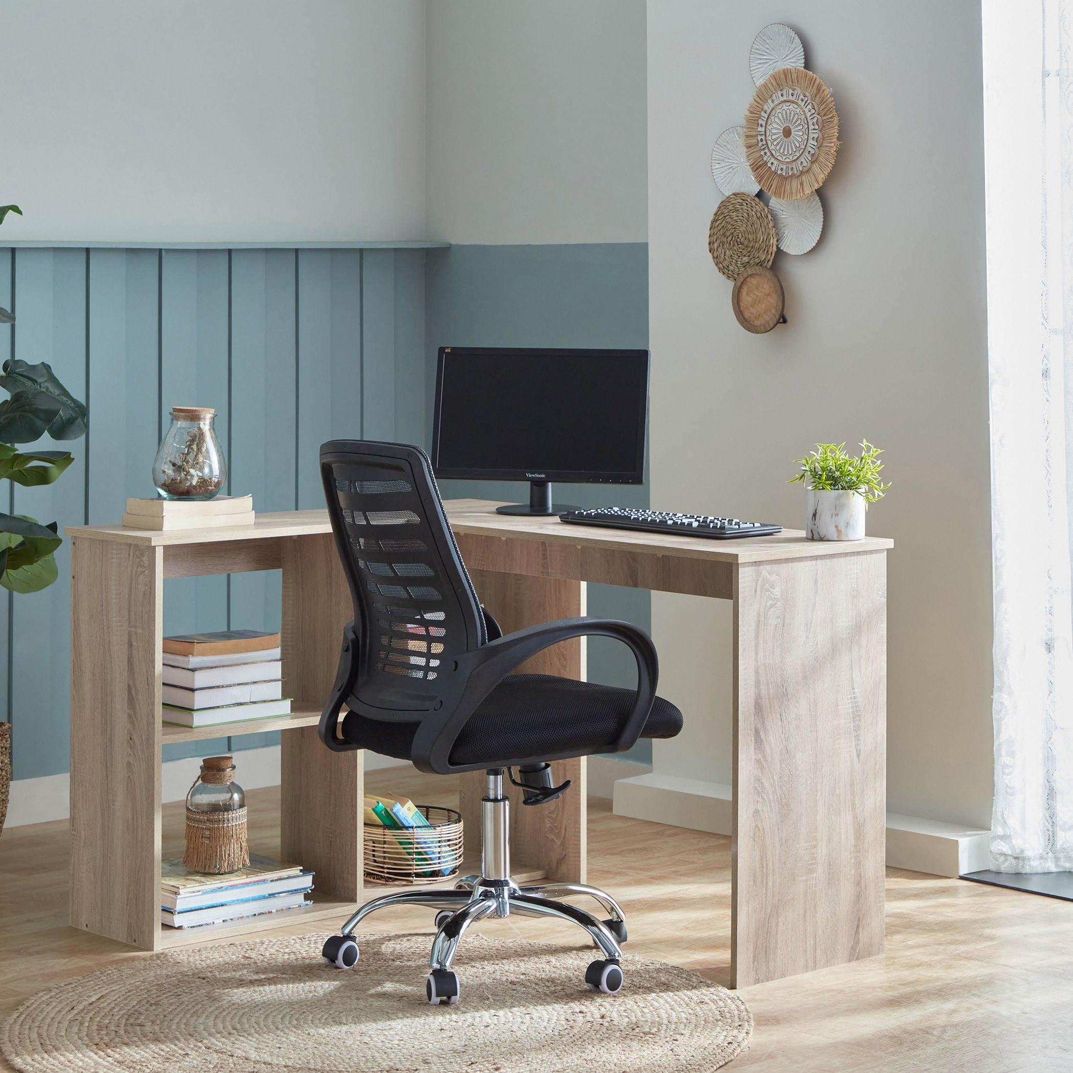 Jazz Bookcase Corner Study Desk and Lyon Office Chair Package-hbxfurniture-office-desks-image-1