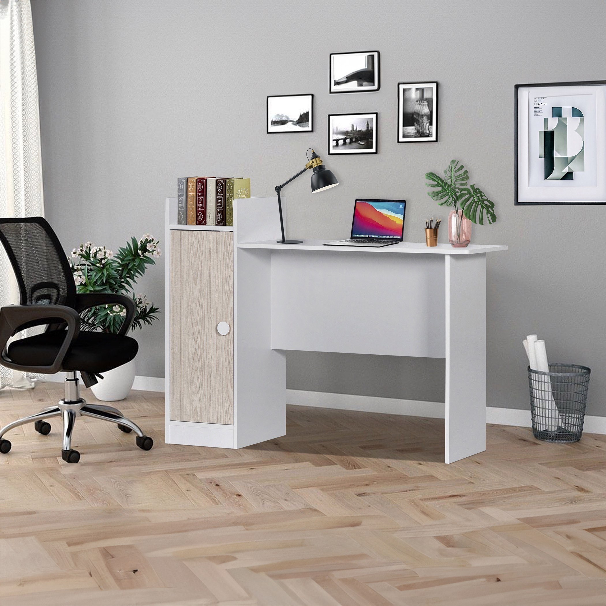 Vanilla 1-Door Kids' Study Desk and Como Office Chair Package-hbxfurniture-office-desks-image-1
