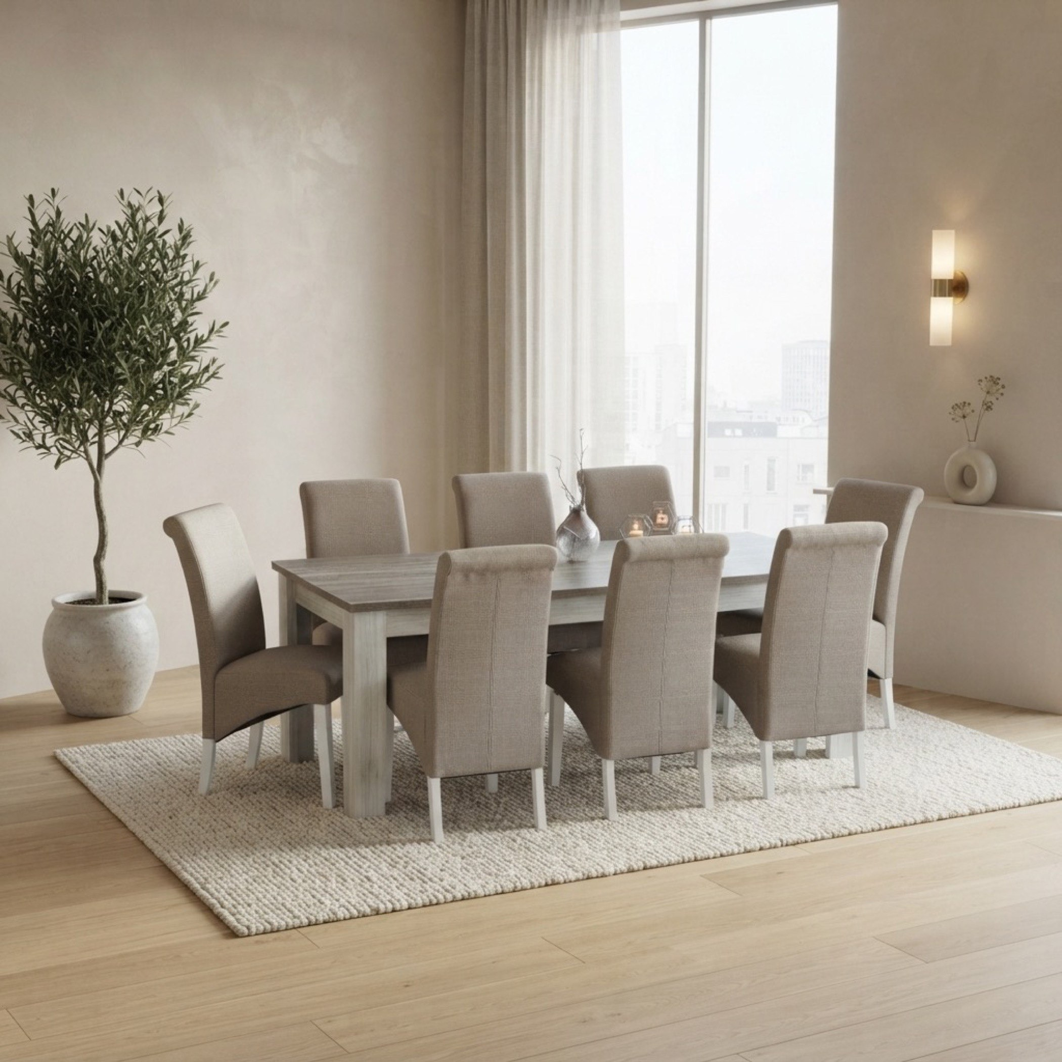 Angelic 8-Seater Dining Table and 8 Angelic Armless Dining Chair Package-hbxfurniture-diningtablesandsets-diningsets-eightseater-image-1