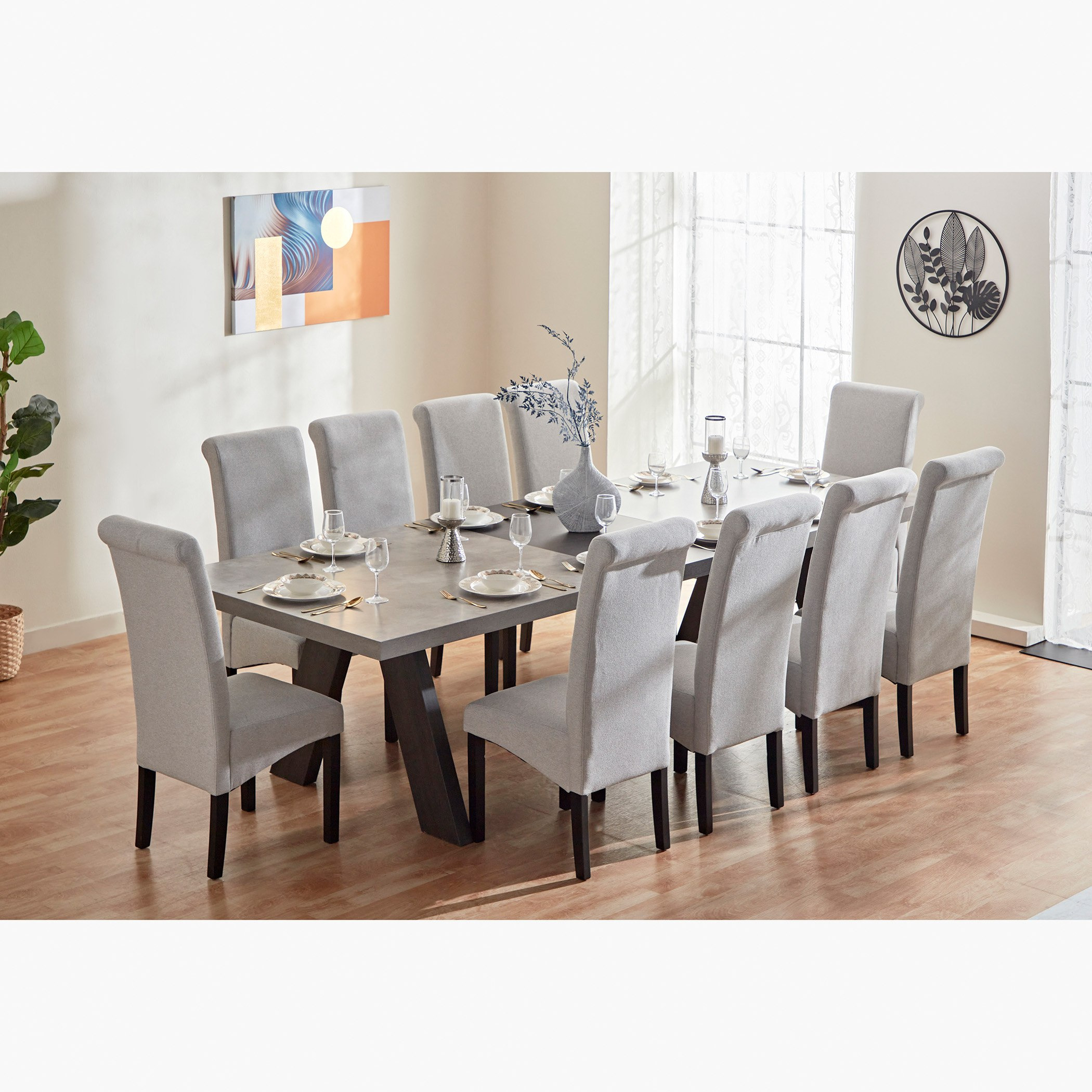 Manhattan Lux 10-Seater Dining Table with 10 Dining Chairs-hbxfurniture-diningroom-diningsets-tenseater-image-1