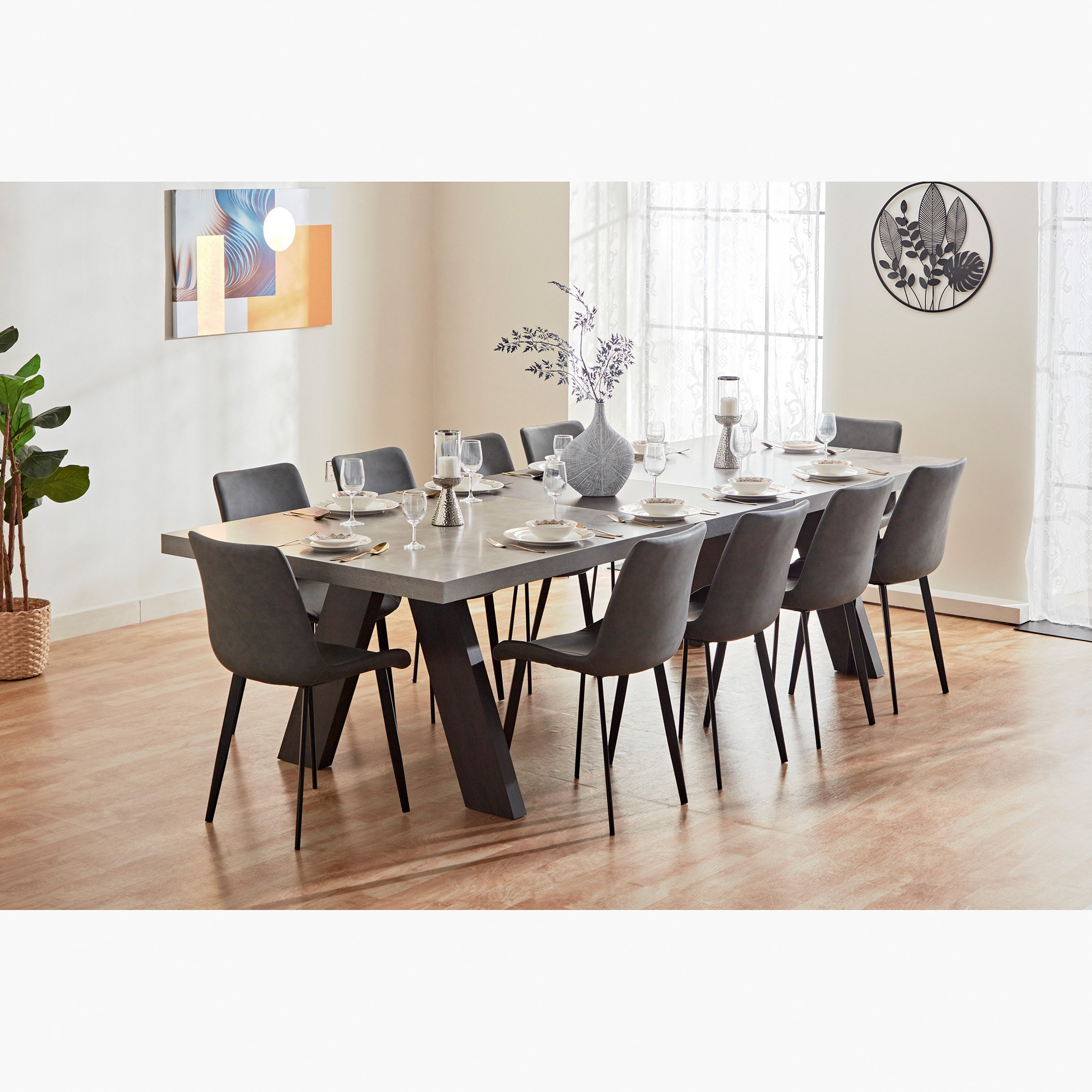 طقم طاولة سُفرة 10 مقاعد من مانهاتن لوكس مع 10 كراسي سُفرة من مارويل-hbxfurniture-diningroom-diningsets-tenseater-image-1