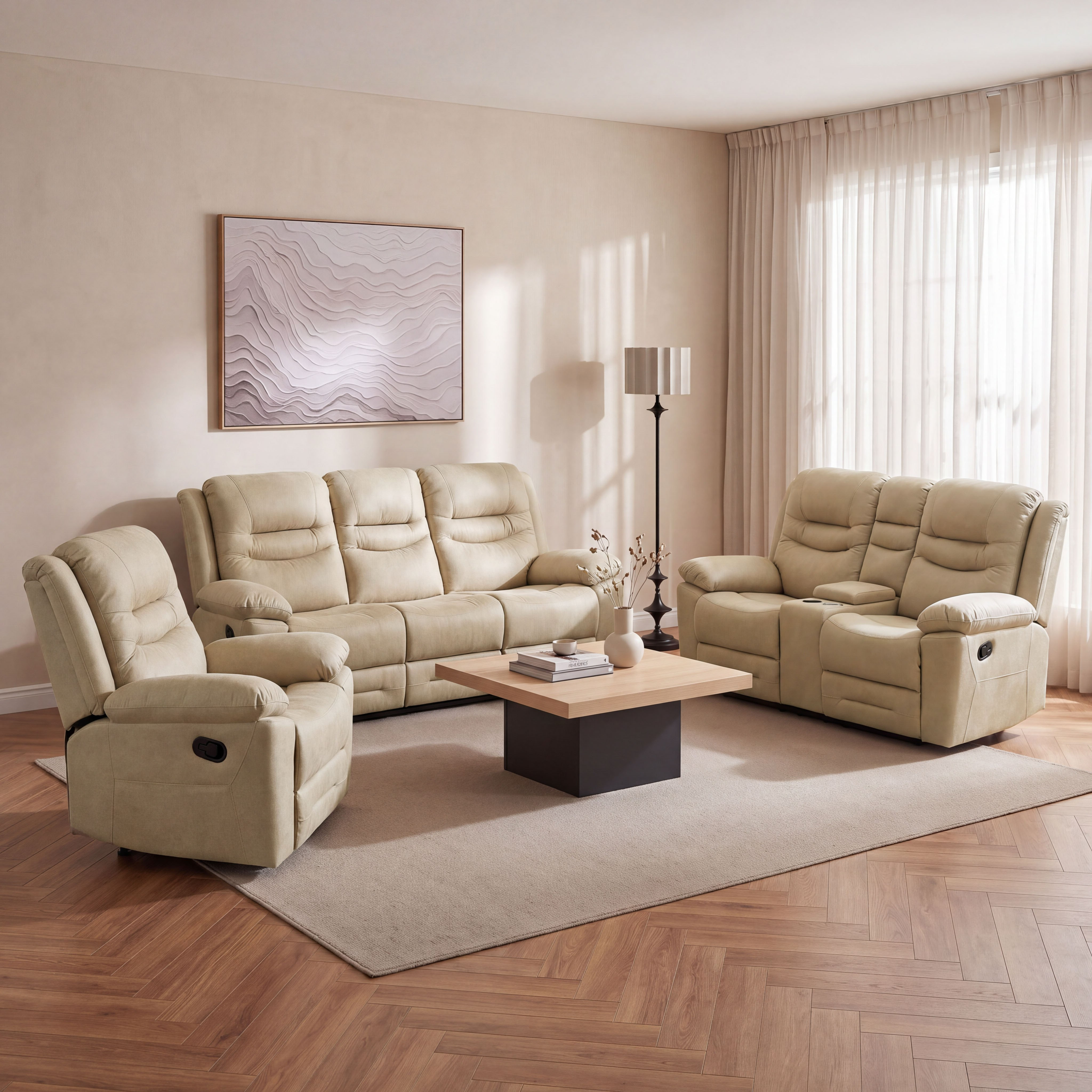 باقة كنب استرخاء 3+2+1 مقاعد من هالستات-hbxfurniture-sofasandarmchairs-reclinersofas-image-1