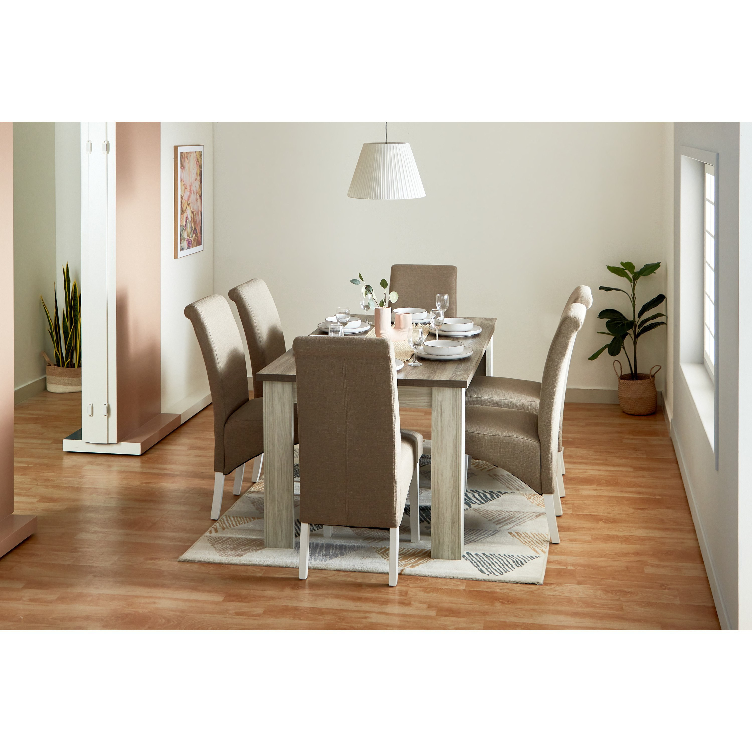 Angelic 6-Seater Dining Table and 6-pcs Armless Dining Chairs Package-hbxdiningroom-diningtablesandsets-diningsets-diningpackages-image-1