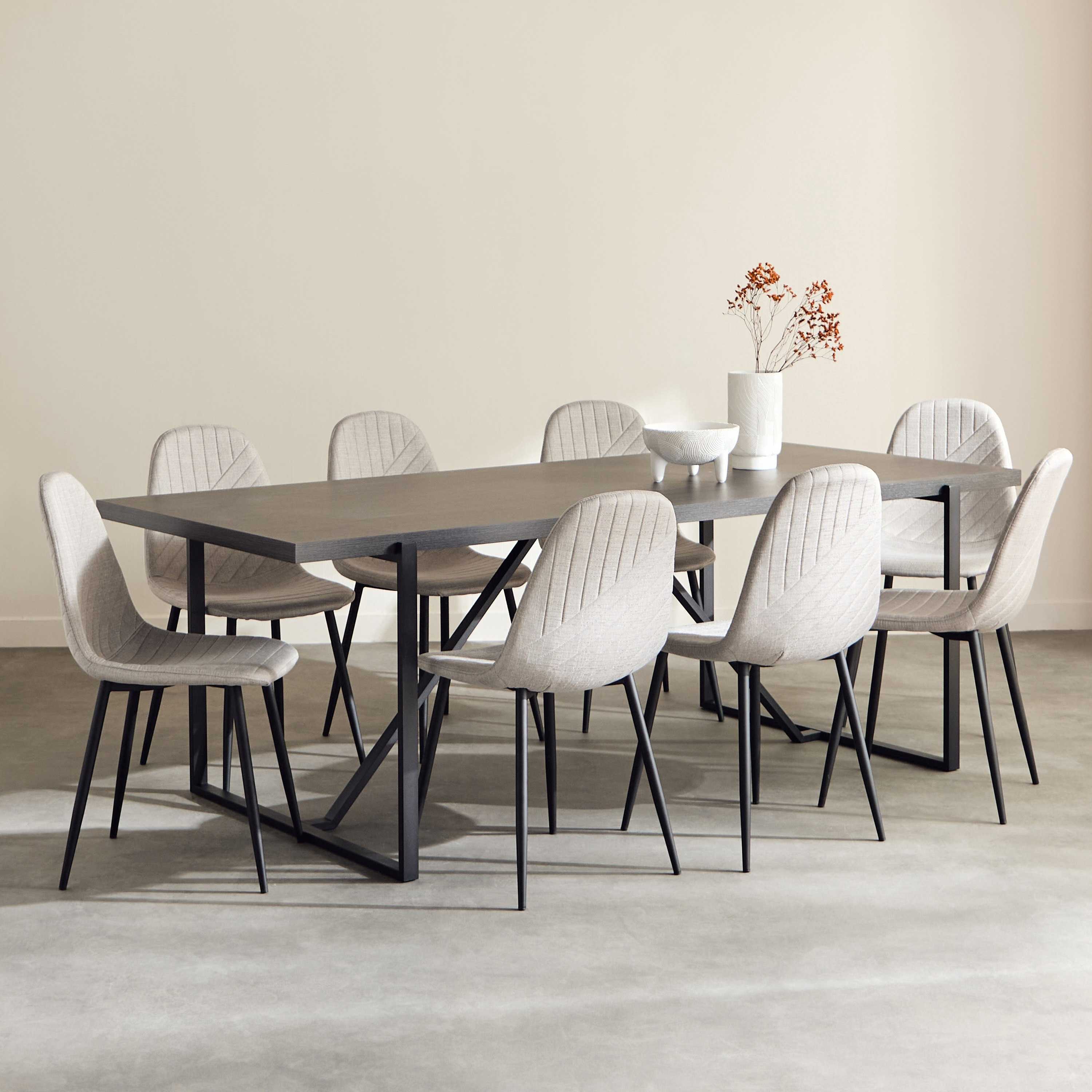 Indus 8-Seater Dining Table with 8 Finland Dining Chairs-hbxfurniture-diningtablesandsets-diningsets-eightseater-image-1