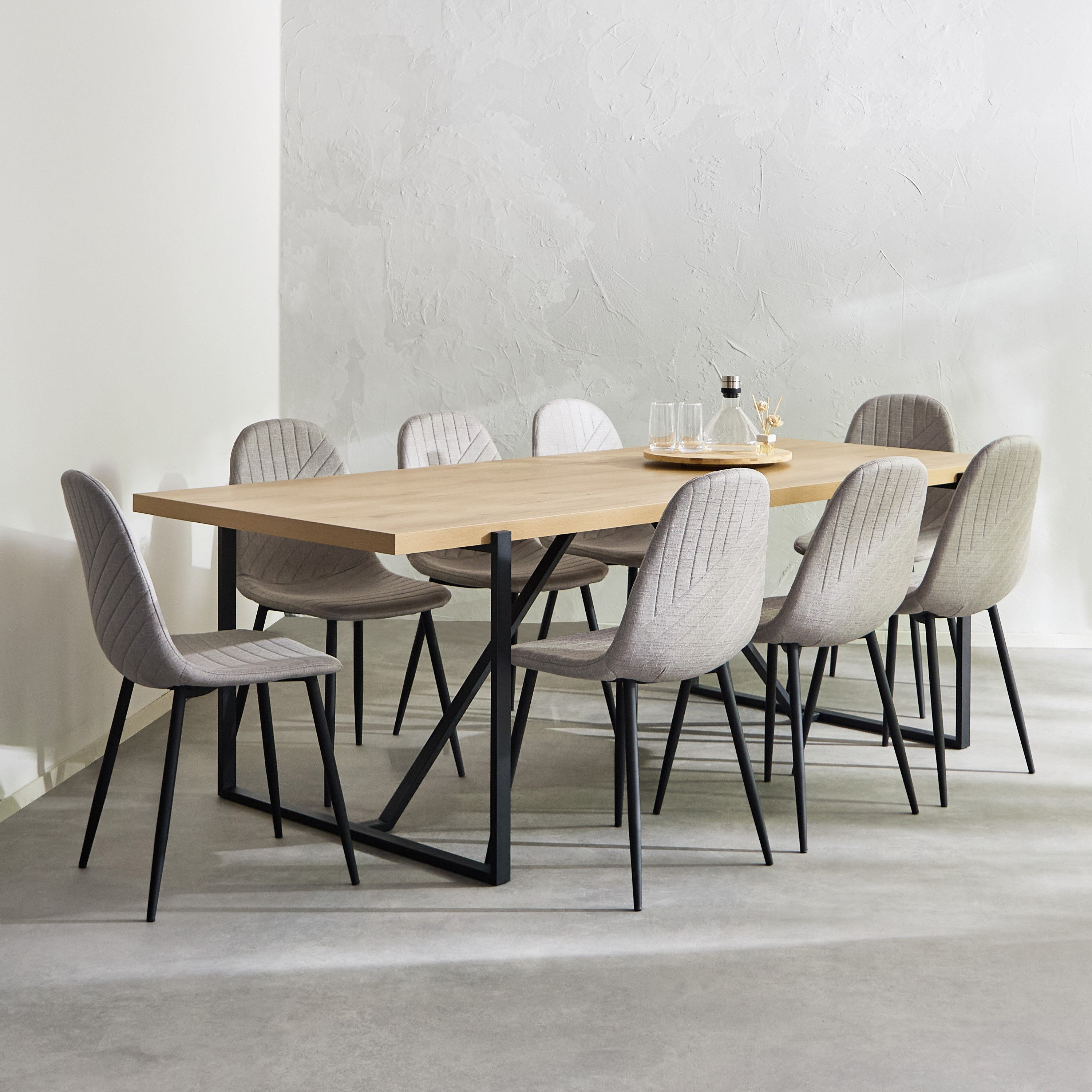 Indus 8-Seater Dining Table with 8 Finland Dining Chairs-hbxfurniture-diningtablesandsets-diningsets-eightseater-image-1