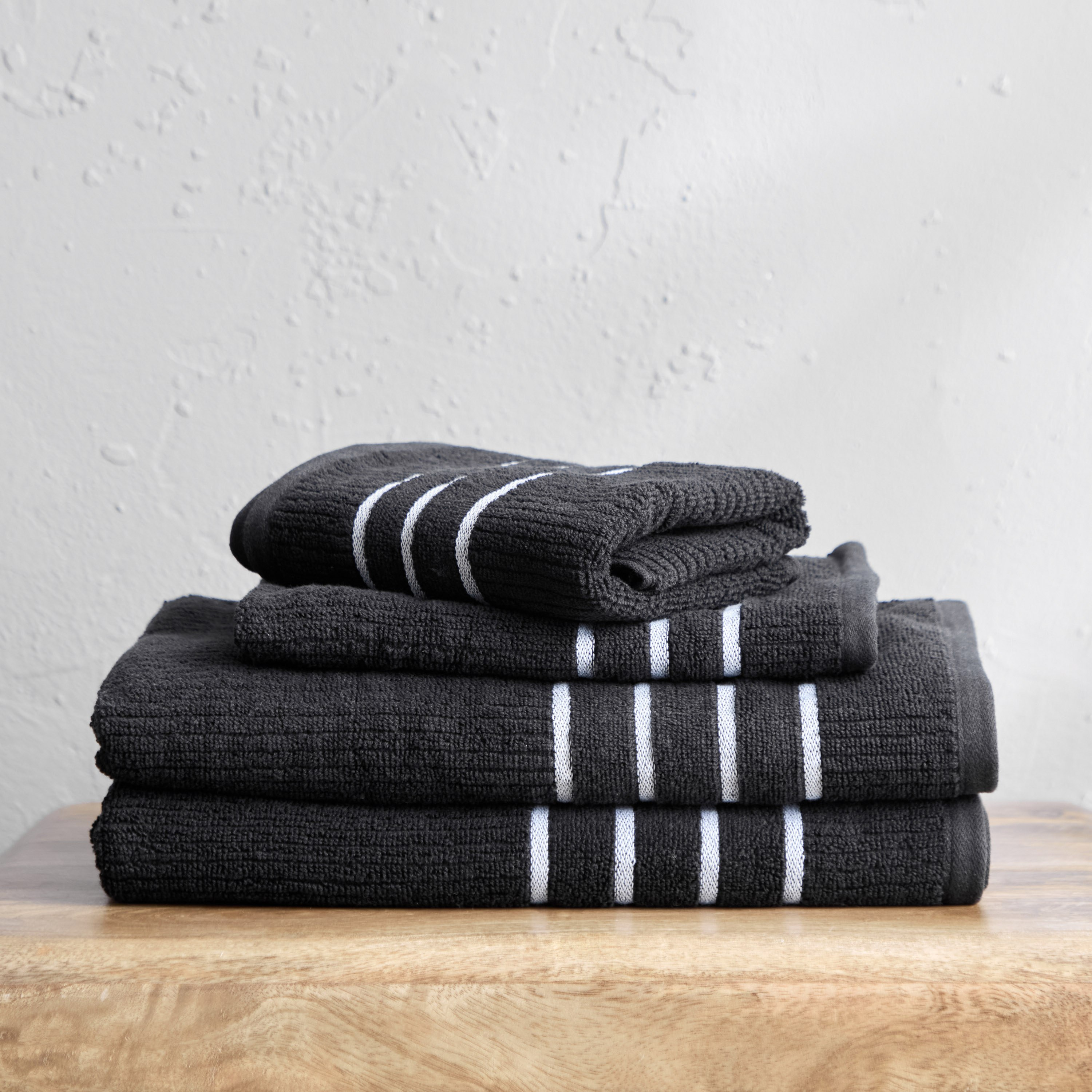 مجموعة مناشف قطن مضلعة 4 قطع من ماتيو-hbxbathroom-bathroomtextiles-image-1