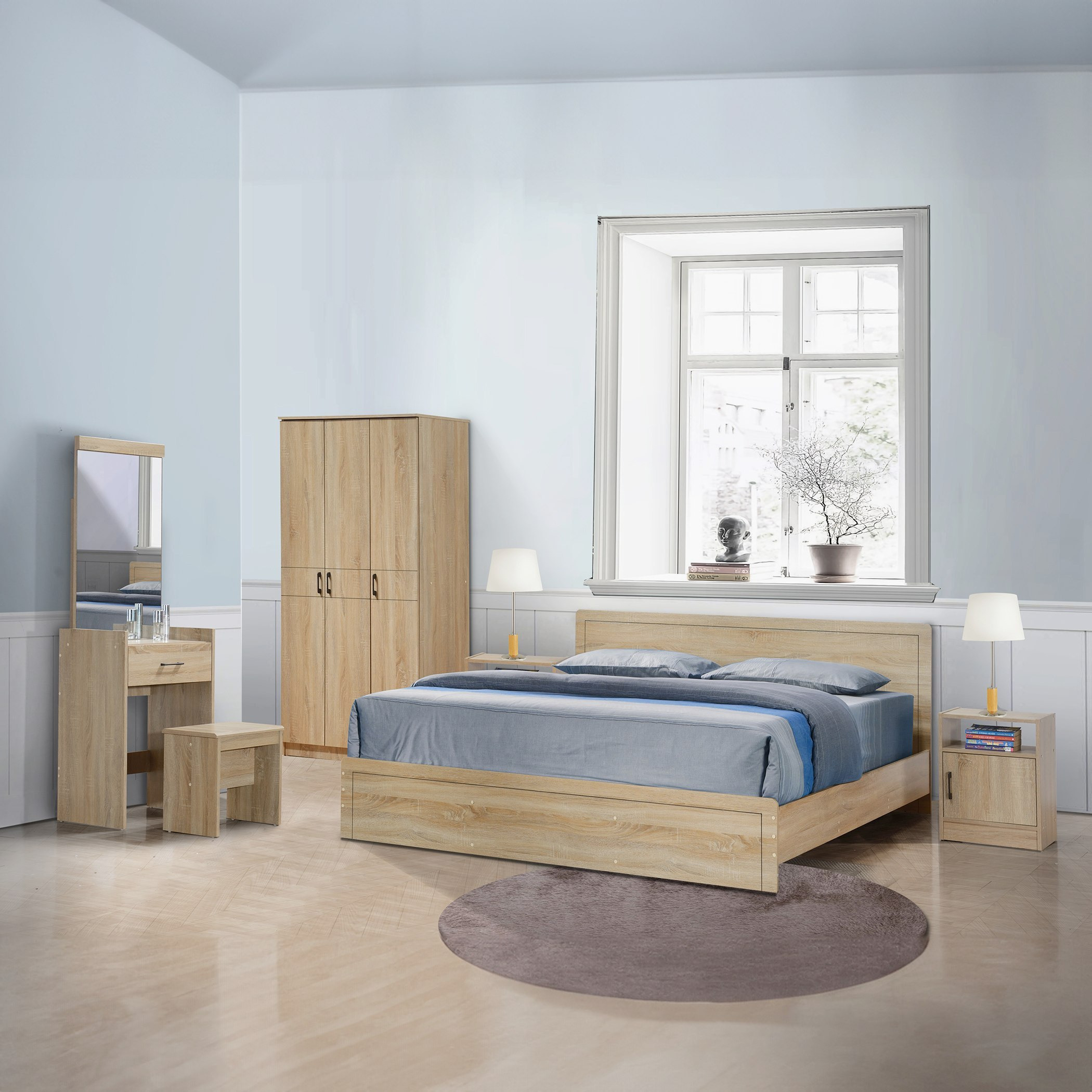 Oasis 5-Piece King Bedroom Set - 180x200 cm-hbxbedroom-bedsandbedsets-bedroompackages-image-1