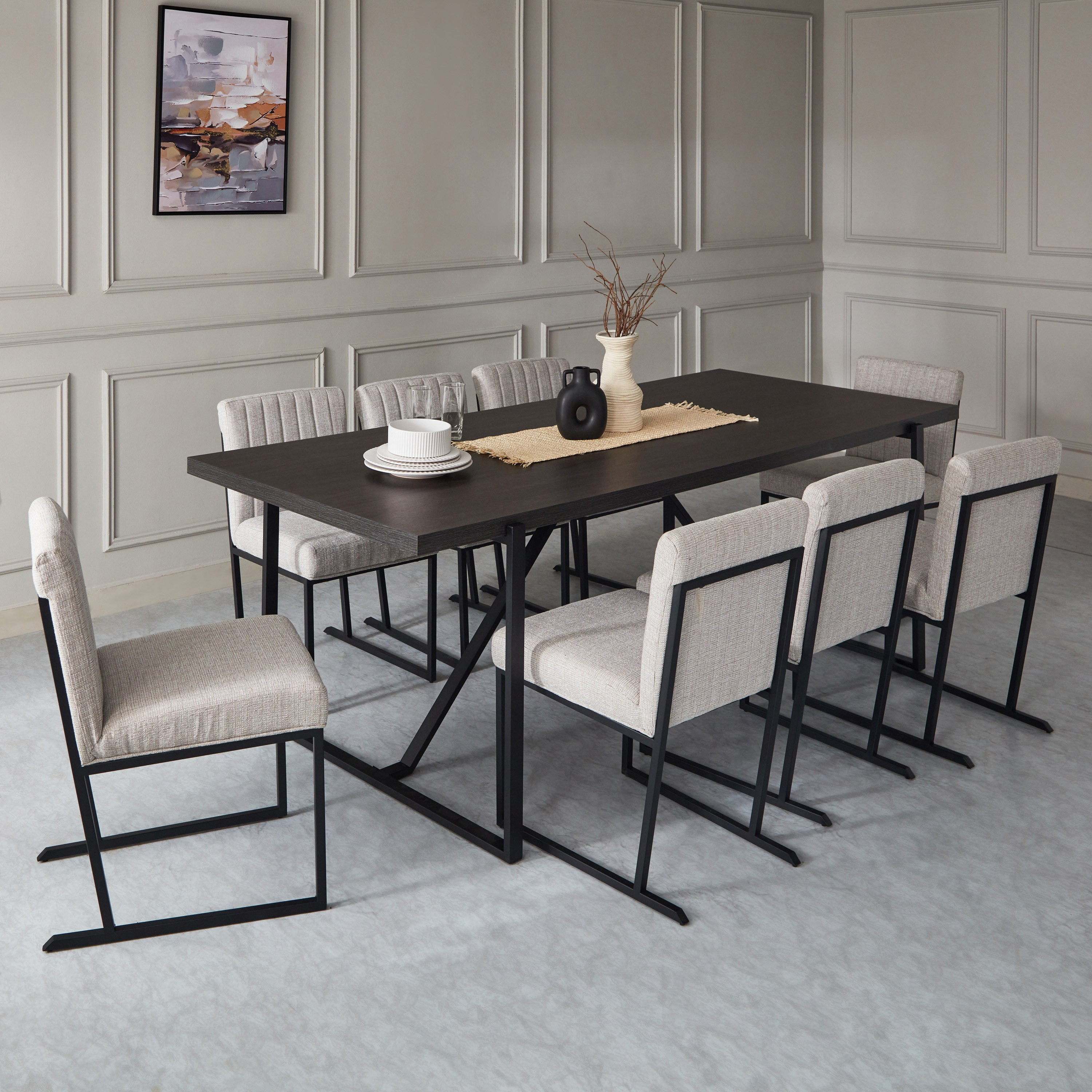 Indus 8-Seater Dining Table with 8 Indus Luxembourg Dining Chairs-hbxfurniture-diningtablesandsets-diningsets-eightseater-image-1