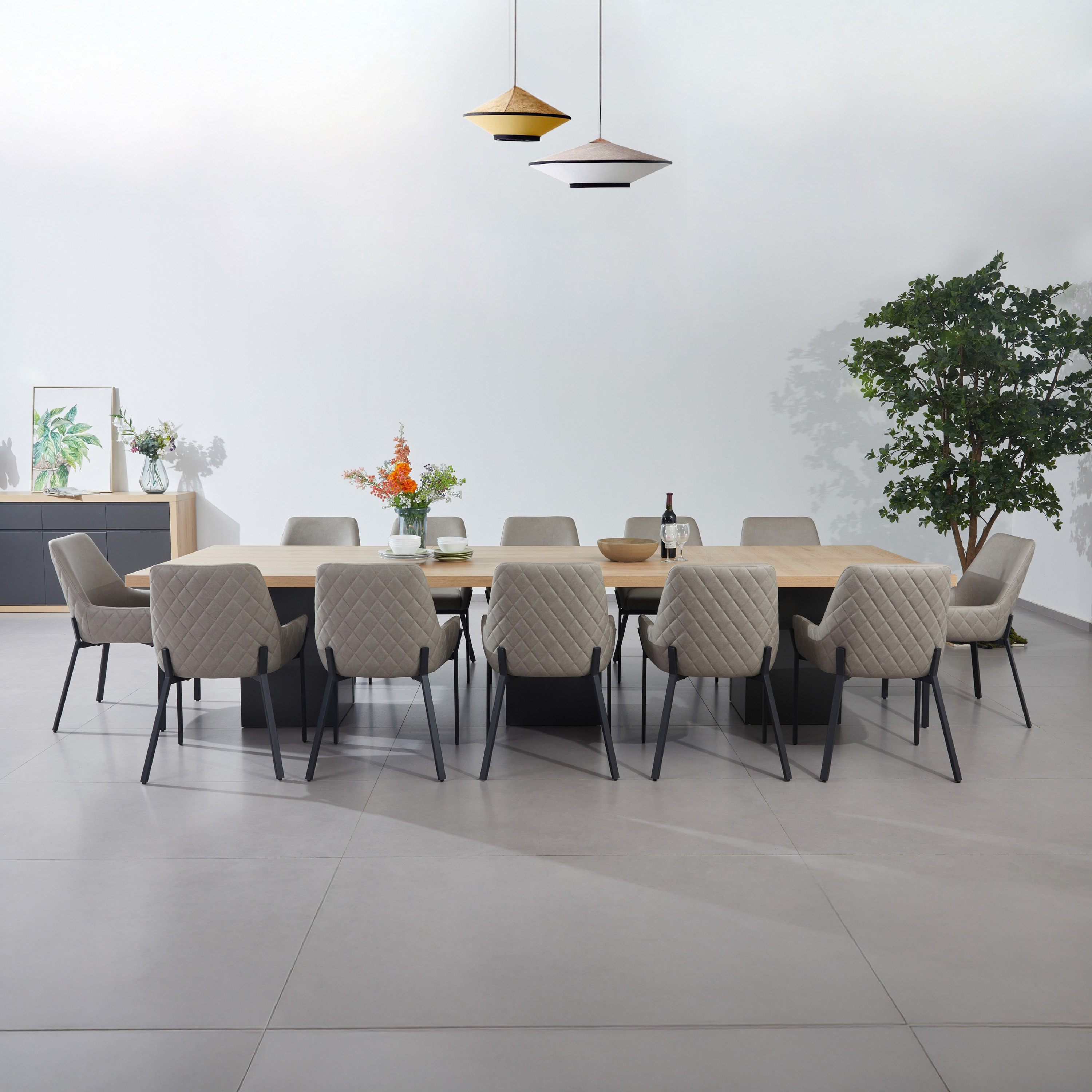 Winchester 12-Seater XL Dining Table with Chairs and Sideboard Package-hbxdiningroom-diningtablesandsets-diningsets-twelveseater-image-1