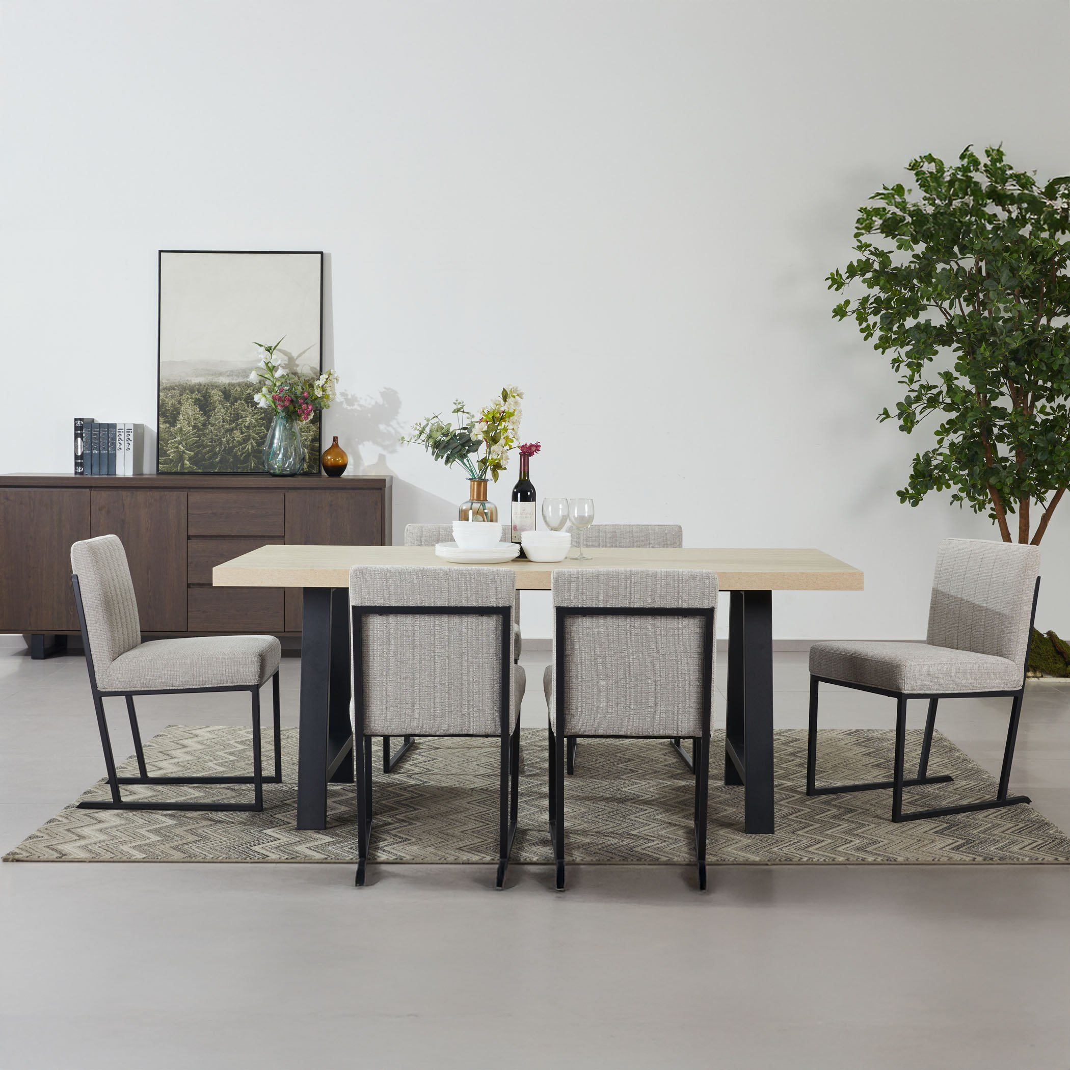 Iris 6-Seater A-Shaped Modular Dining Set with Sideboard-hbxdiningroom-diningtablesandsets-diningsets-diningpackages-image-1