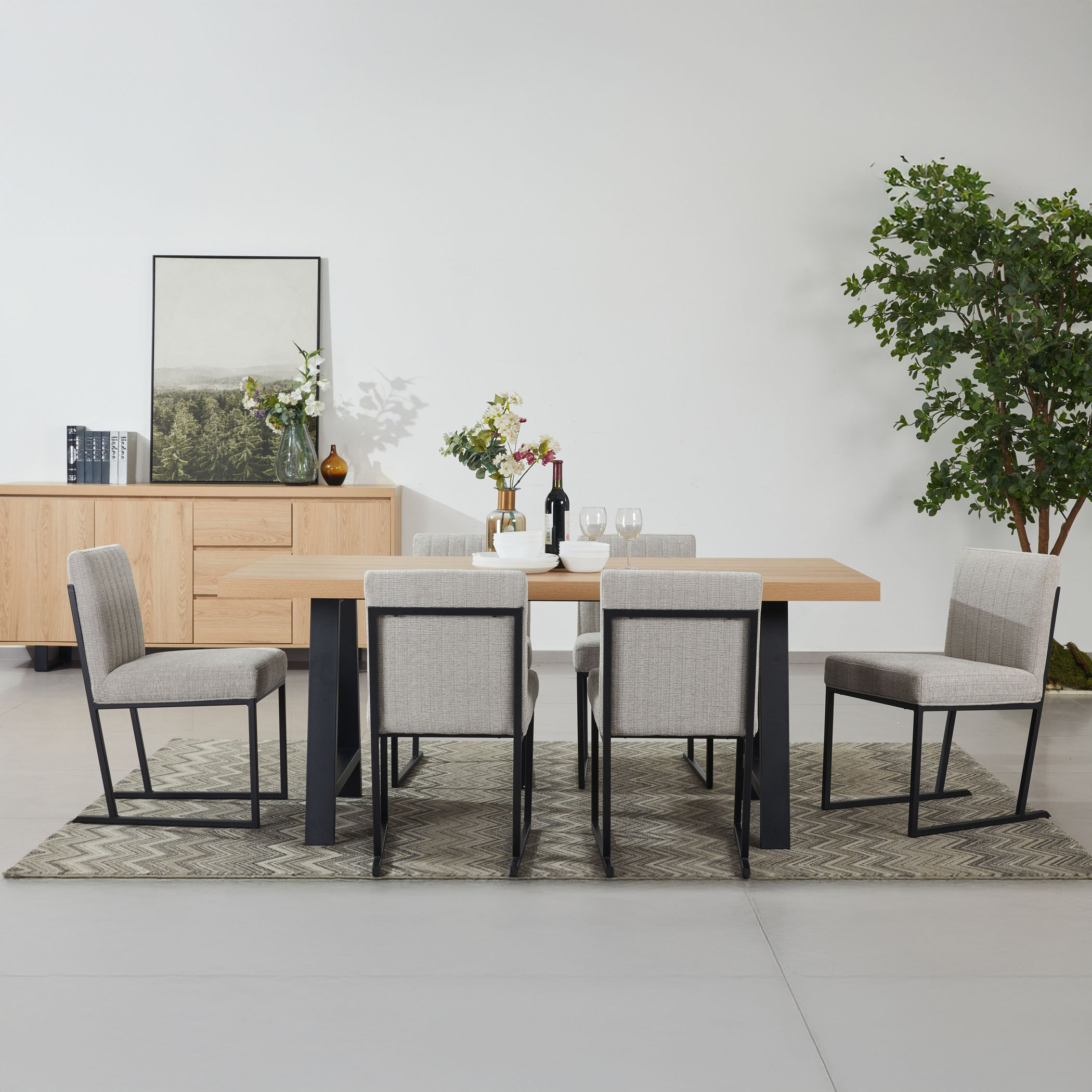 Iris 6-Seater A-Shaped Modular Dining Set with Sideboard-hbxdiningroom-diningtablesandsets-diningsets-diningpackages-image-1
