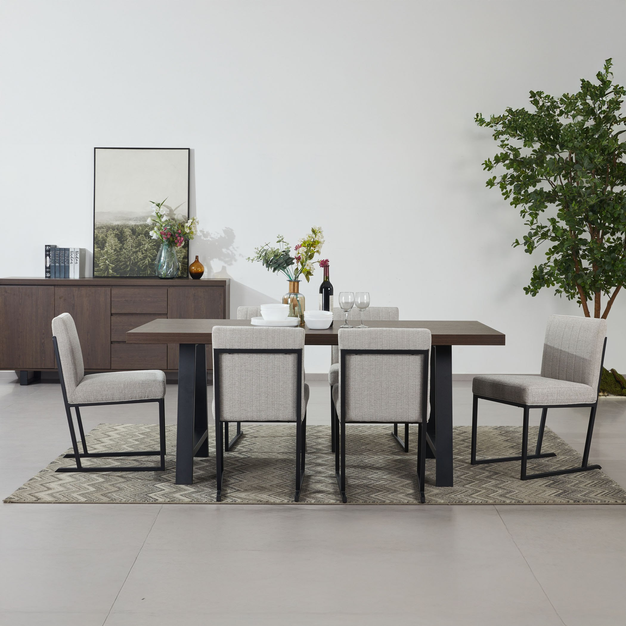 Iris 6-Seater A-Shaped Modular Dining Set with Sideboard-hbxdiningroom-diningtablesandsets-diningsets-diningpackages-image-1