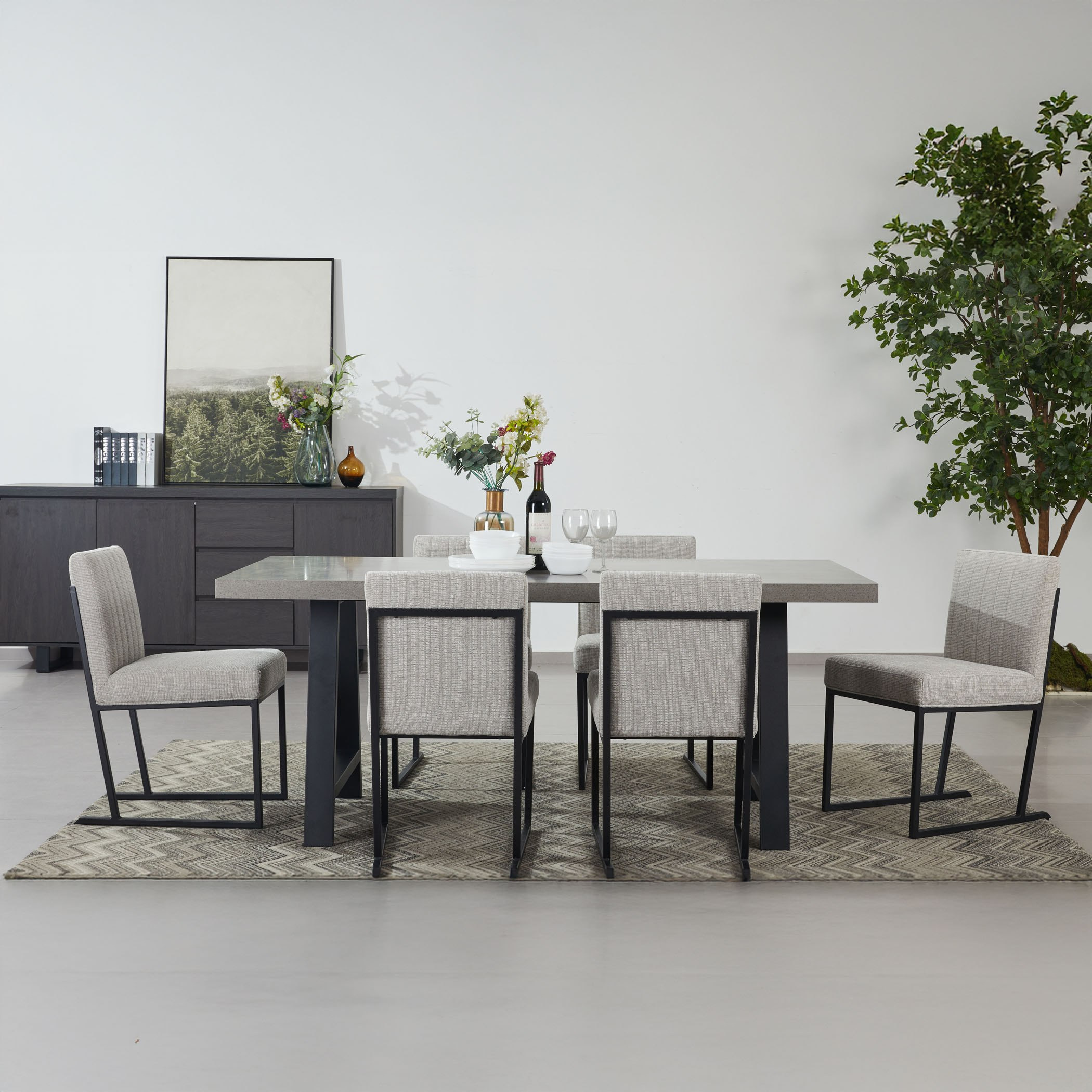 Iris 6-Seater A-Shaped Modular Dining Set with Sideboard-hbxdiningroom-diningtablesandsets-diningsets-diningpackages-image-1
