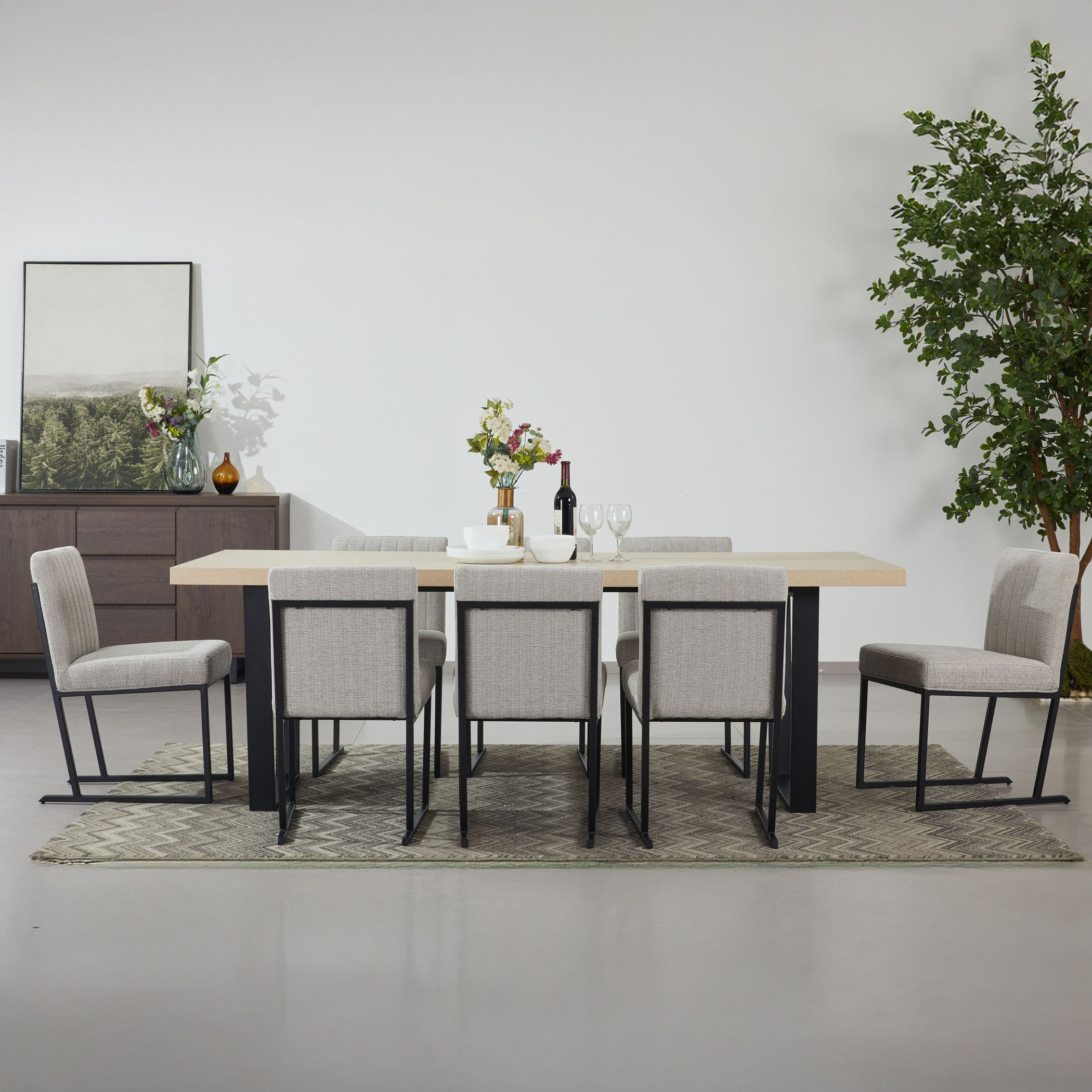 Iris 8 Seater A-Shaped Modular Dining Set with Sideboard-hbxfurniture-diningtablesandsets-diningsets-eightseater-image-1