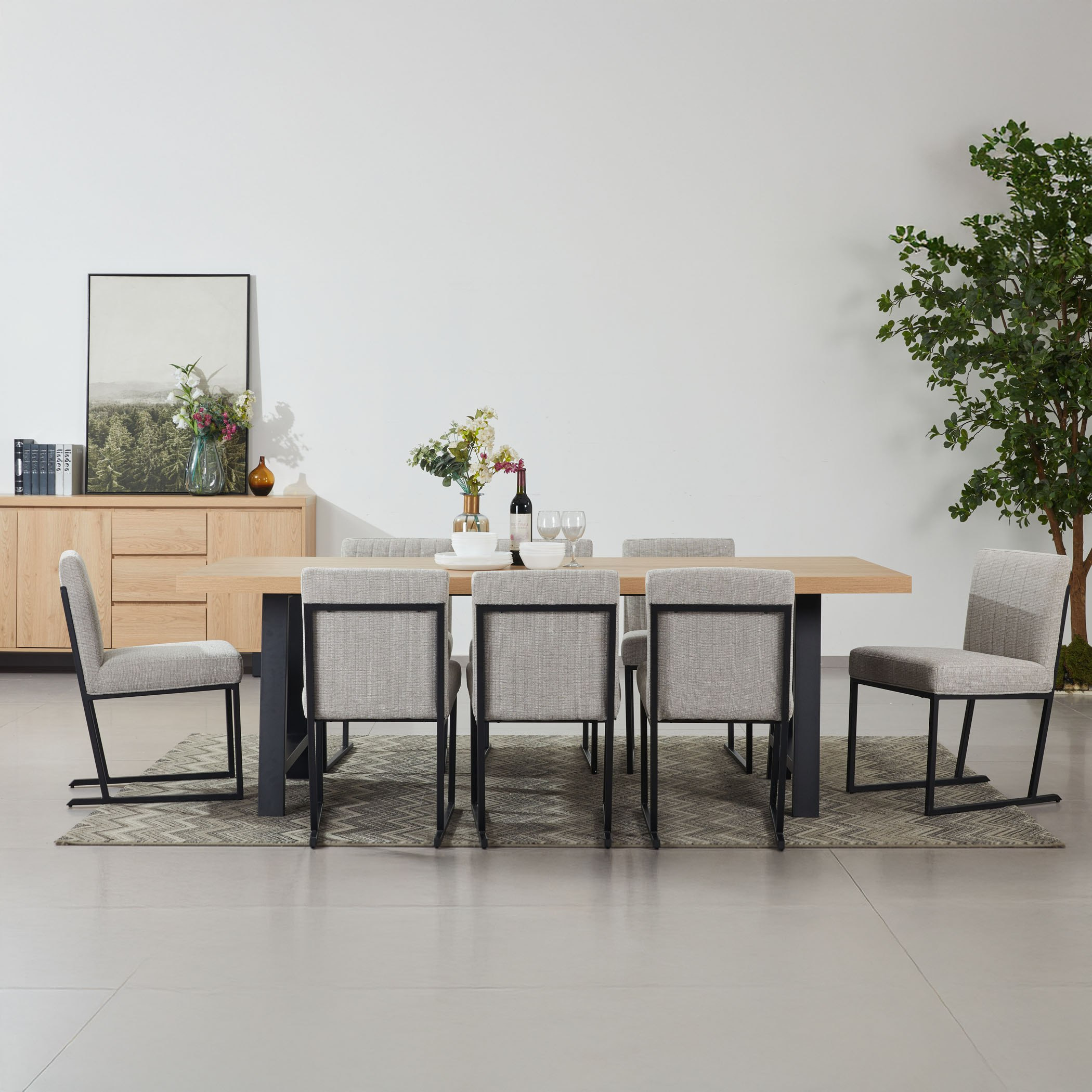 Iris 8-Seater A-Shaped Modular Dining Set with Sideboard-hbxfurniture-diningtablesandsets-diningsets-eightseater-image-1