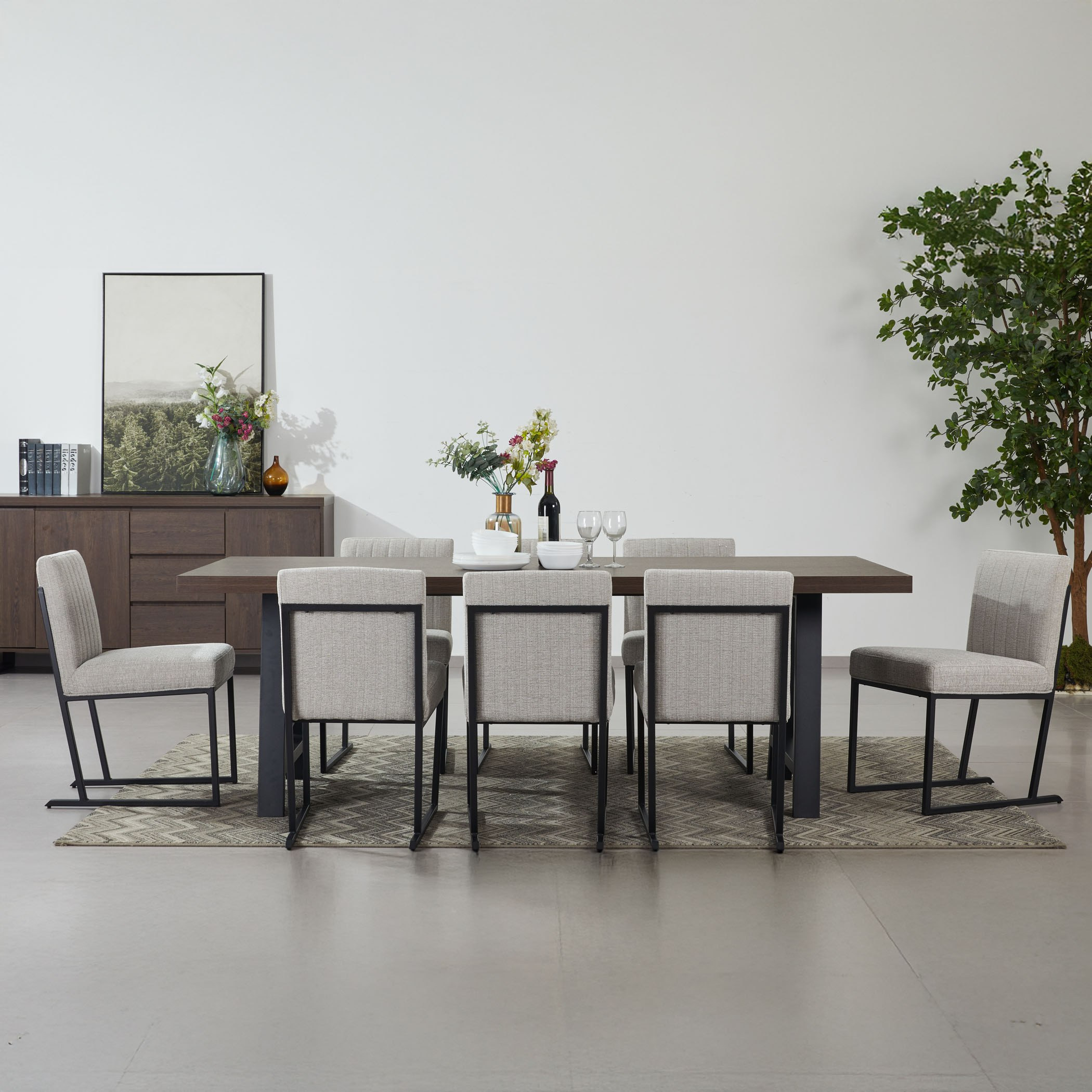Iris 8-Seater A-Shaped Modular Dining Set with Sideboard-hbxfurniture-diningtablesandsets-diningsets-eightseater-image-1