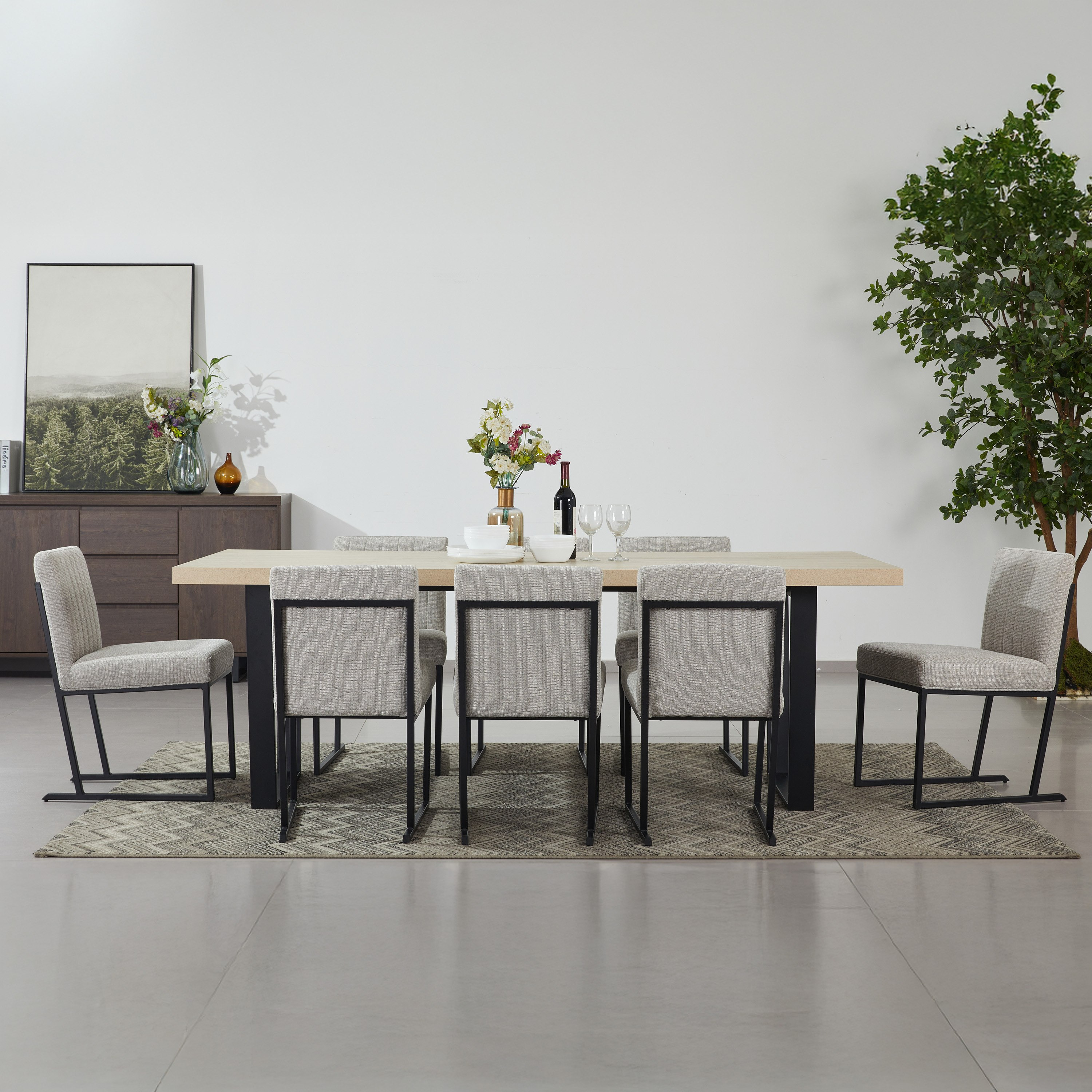 Iris 8-Seater U-Shape Modular Dining Set with Sideboard-hbxfurniture-furnitureroompackages-diningroom-image-1