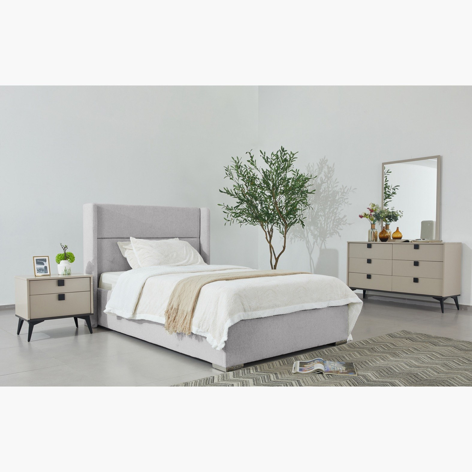 Orion Ray Wing Smart Upholstered Single Bed - 90x200 cm-hbxbedroom-bedsandbedsets-bedroompackages-image-10