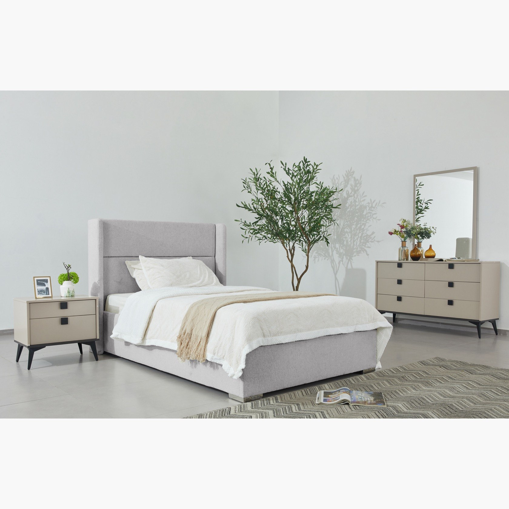 Orion Ray Wing Smart Upholstered Twin Bed - 120x200 cm-hbxbedroom-bedsandbedsets-upholsteredbeds-twin-image-10