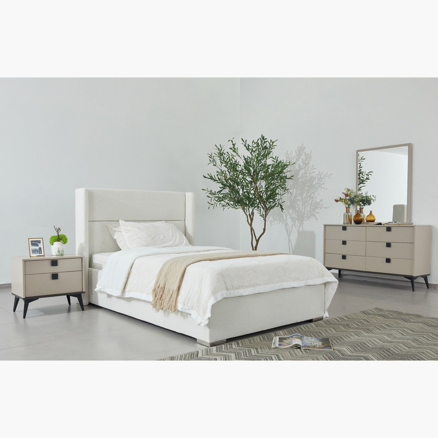 Orion Ray Wing Smart Upholstered Single Bed - 90x200 cm-hbxbedroom-bedsandbedsets-bedroompackages-image-10