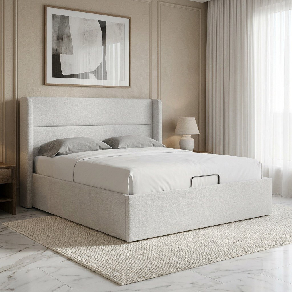 Orion Ray Wing Smart Hydraulic Storage Upholstered Queen Bed - 160x200 cm-hbxbedroom-bedsandbedsets-beds-queen-image-1