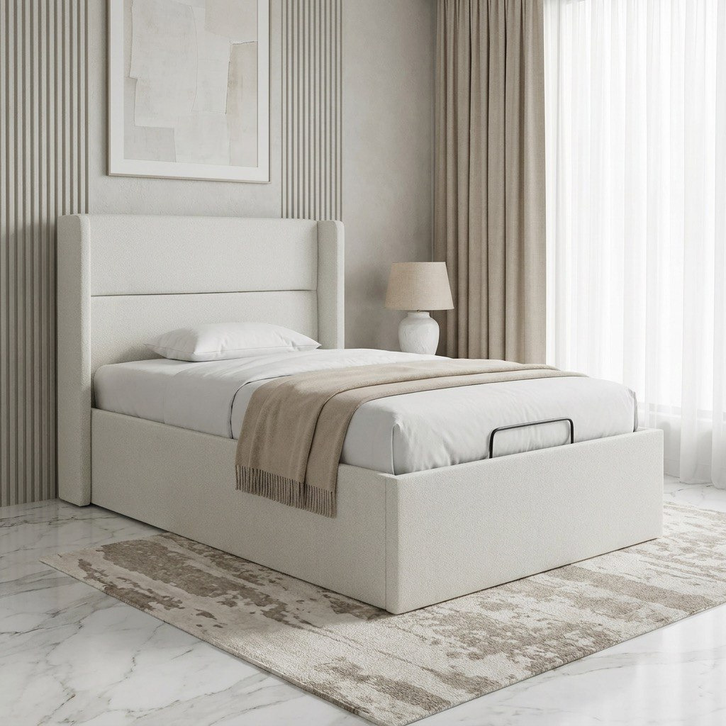 Orion Ray Wing Smart Hydraulic Storage Upholstered Twin Bed - 120x200 cm-hbxbedroom-bedsandbedsets-upholsteredbeds-twin-image-1
