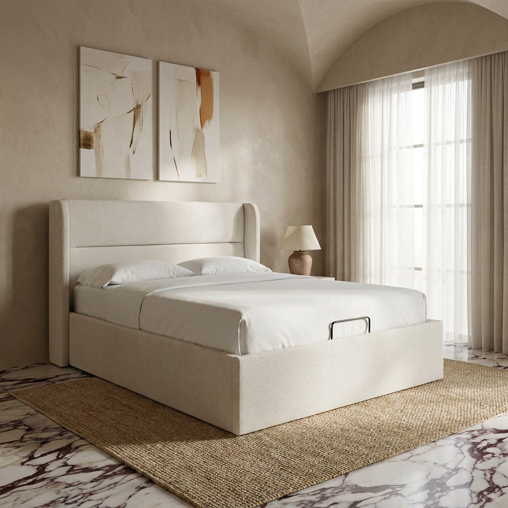 Orion Ray Wing Smart Hydraulic Storage Upholstered Queen Bed - 160x200 cm-hbxbedroom-bedsandbedsets-beds-queen-image-1