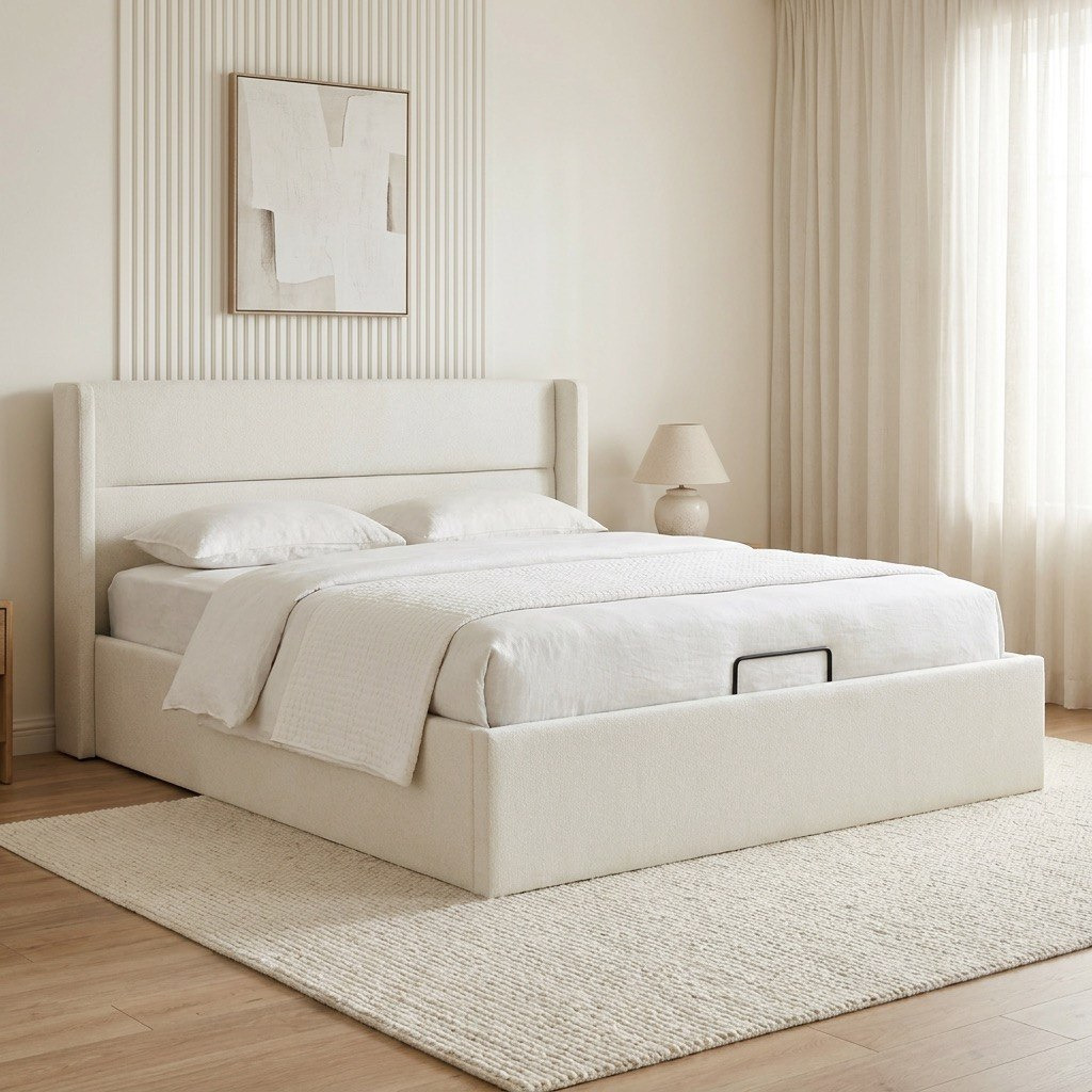 Orion Ray Wing Smart Hydraulic Storage Upholstered King Bed - 180x200 cm-hbxfurniture-bedsandbedsets-beds-king-image-1