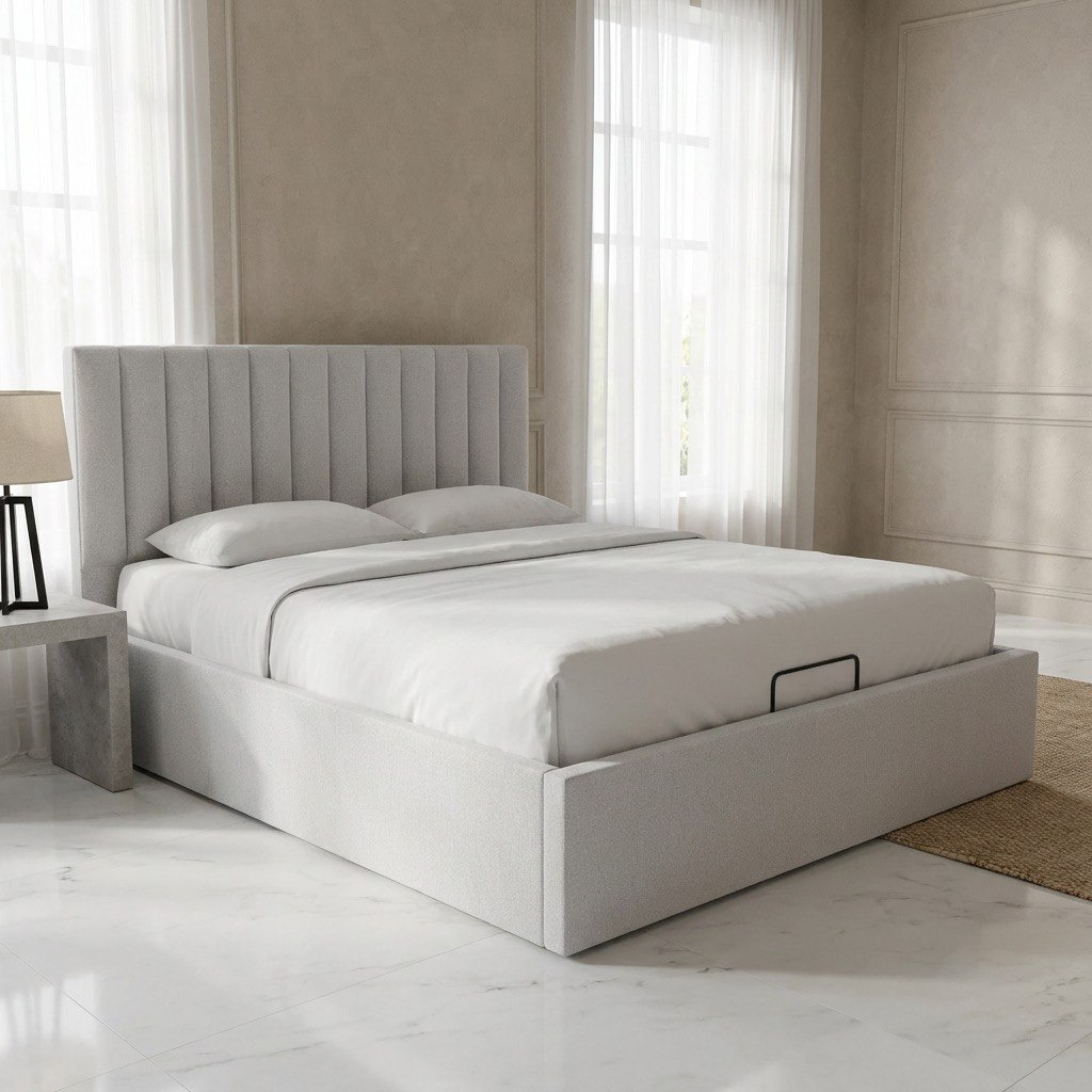 Orion Modena Smart Hydraulic Storage Upholstered Queen Bed - 160x200 cm-hbxbedroom-bedsandbedsets-beds-queen-image-1