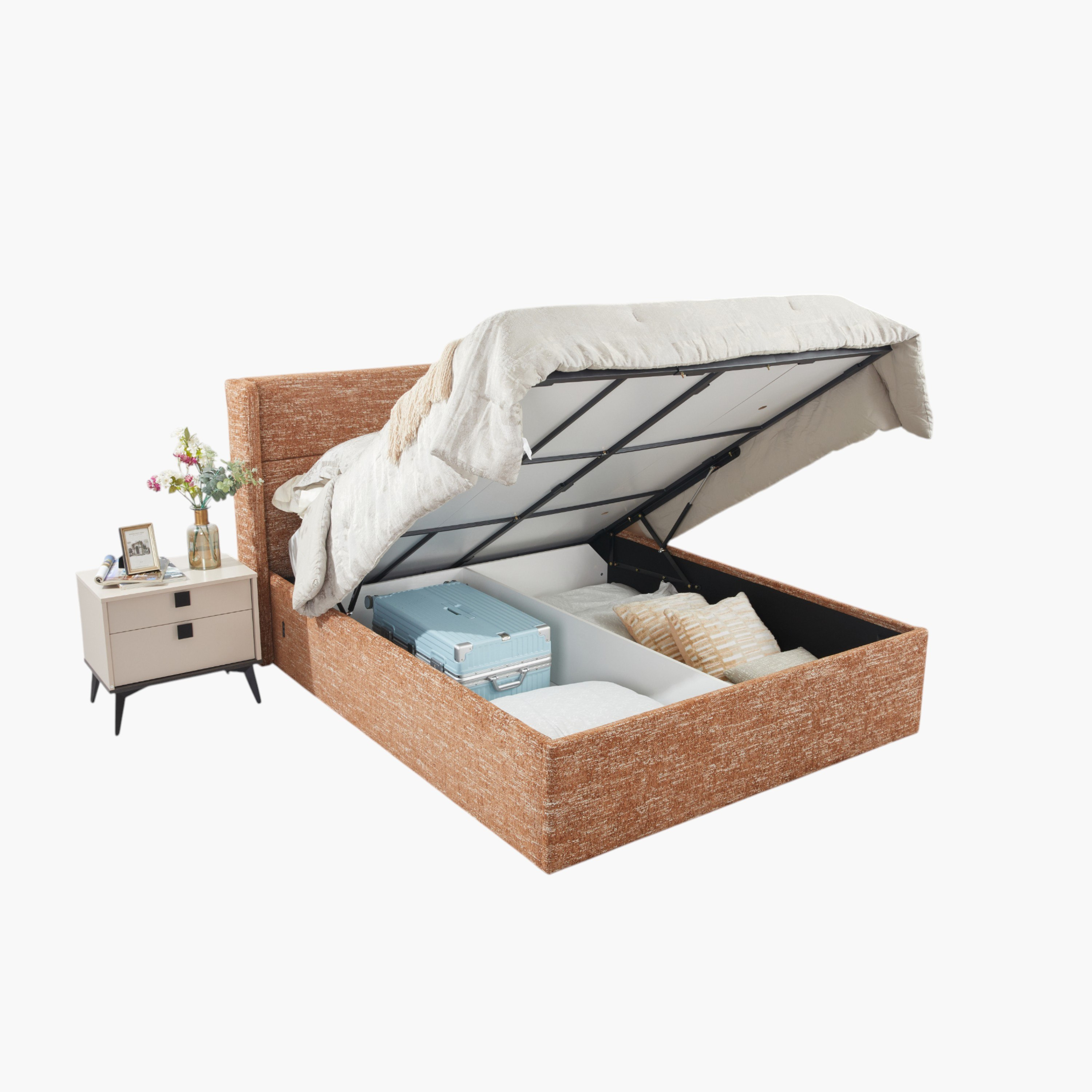 Orro Ray Wing Smart Hydraulic Upholstered 5-Piece Queen Bedroom Set - 160x200 cm-hbxfurniture-bedsandbedsets-bedroomsets-queen-image-5