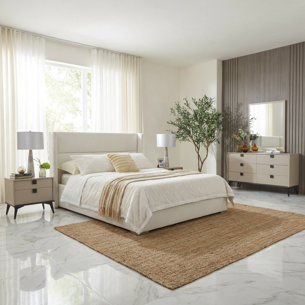 Orion Ray Wing Smart Upholstered 6-Piece Queen Bedroom Set - 160x200 cm-hbxfurniture-bedsandbedsets-bedroomsets-queen-image-2