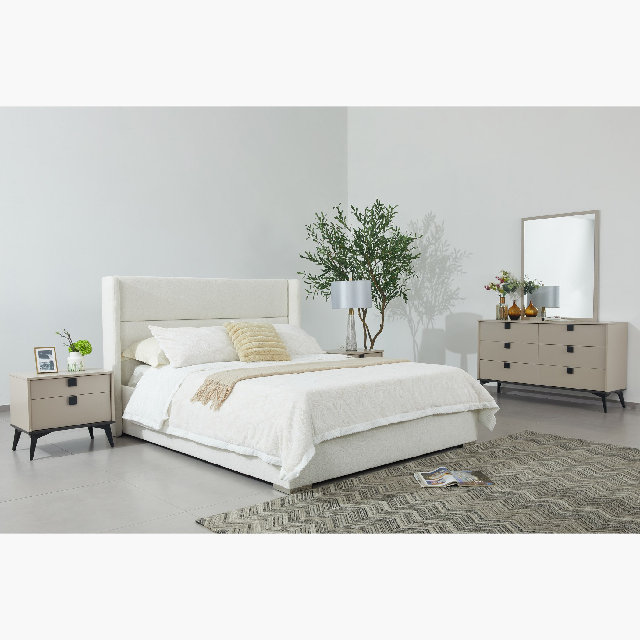 Orion Ray Wing Smart Upholstered 6-Piece Queen Bedroom Set - 160x200 cm-hbxfurniture-bedsandbedsets-bedroomsets-queen-image-1