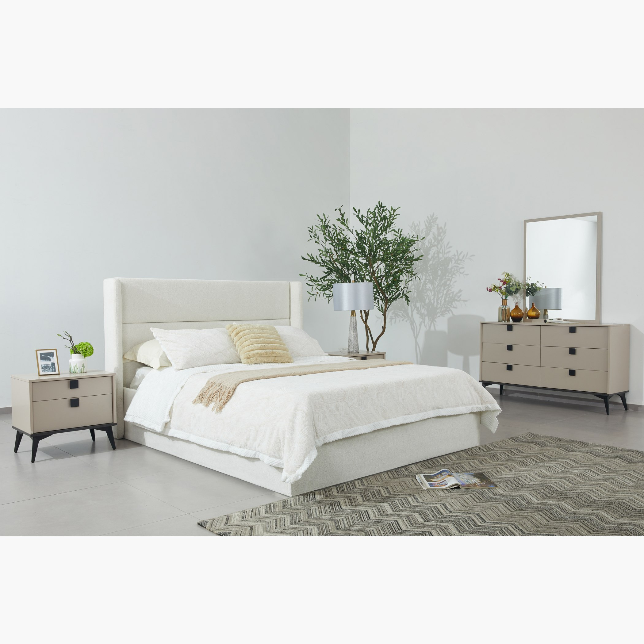Orion Ray Wing Smart Hydraulic Upholstered 6-Piece King Bedroom Set - 180x200 cm-hbxbedroom-bedsandbedsets-bedroomsets-king-image-1