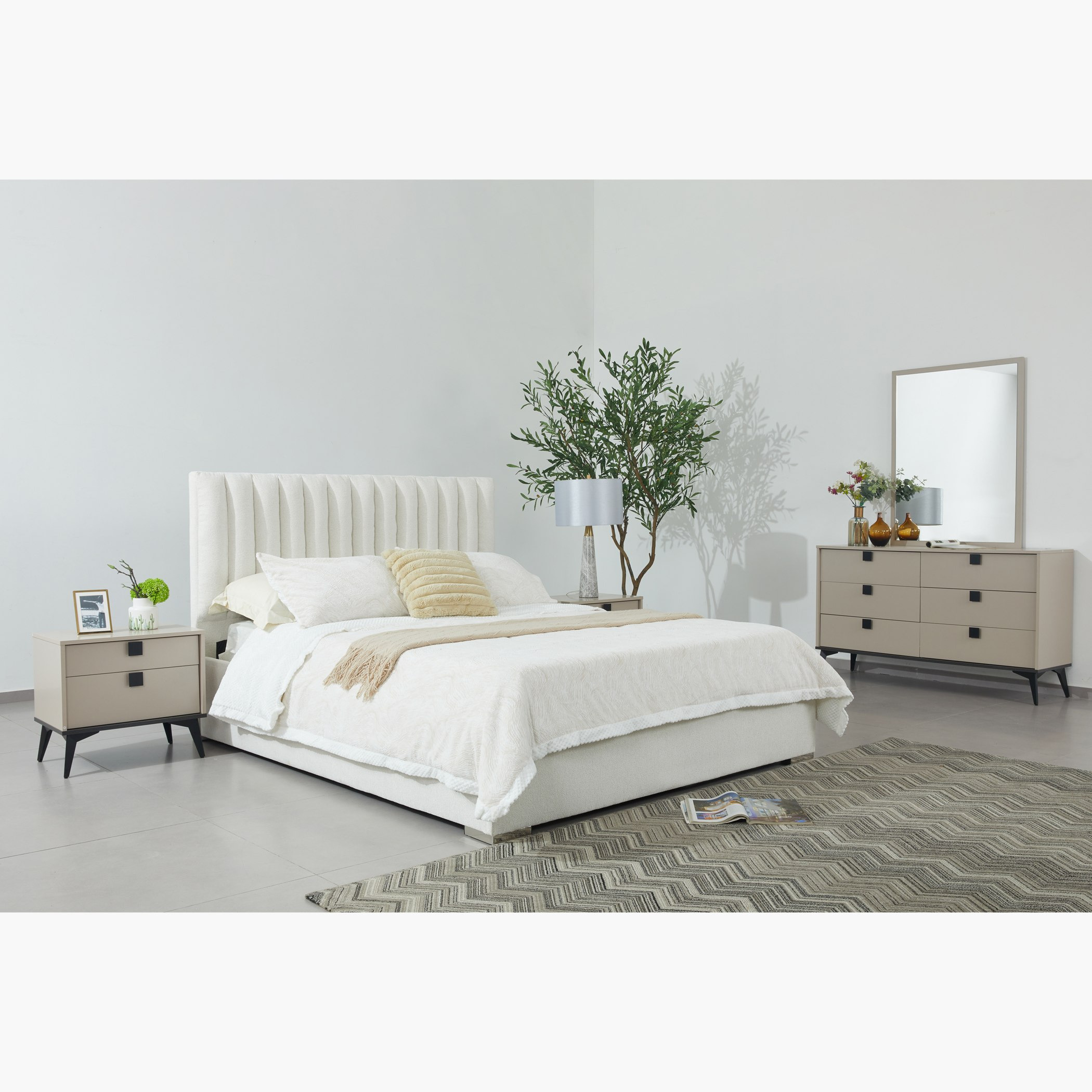 Orion Modena Smart Upholstered 6-Piece King Bedroom Set - 180x200 cm-hbxbedroom-bedsandbedsets-bedroomsets-king-image-1