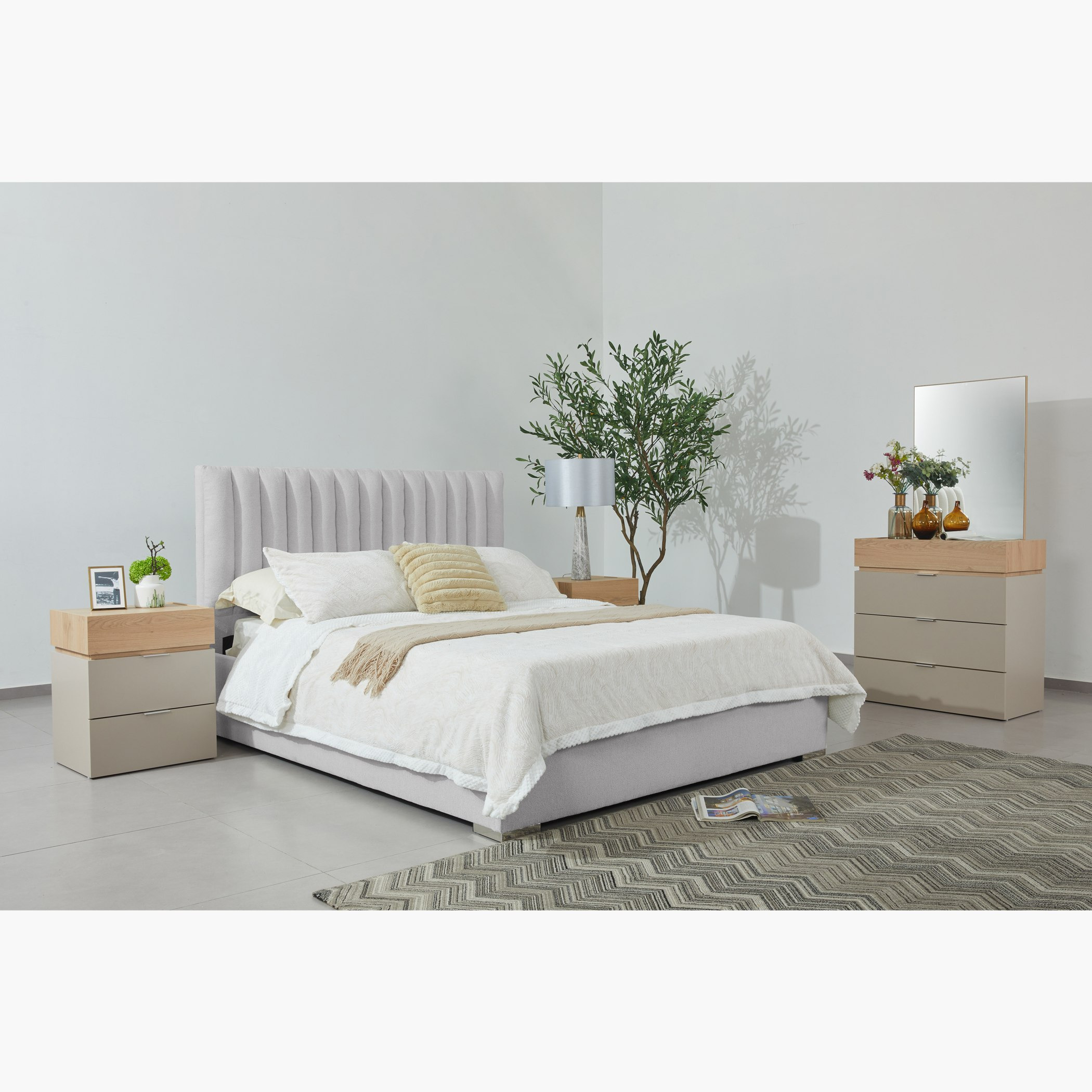 Orion Modena Smart Upholstered 6-Piece King Bedroom Set - 180x200 cm-hbxbedroom-bedsandbedsets-bedroomsets-king-image-1