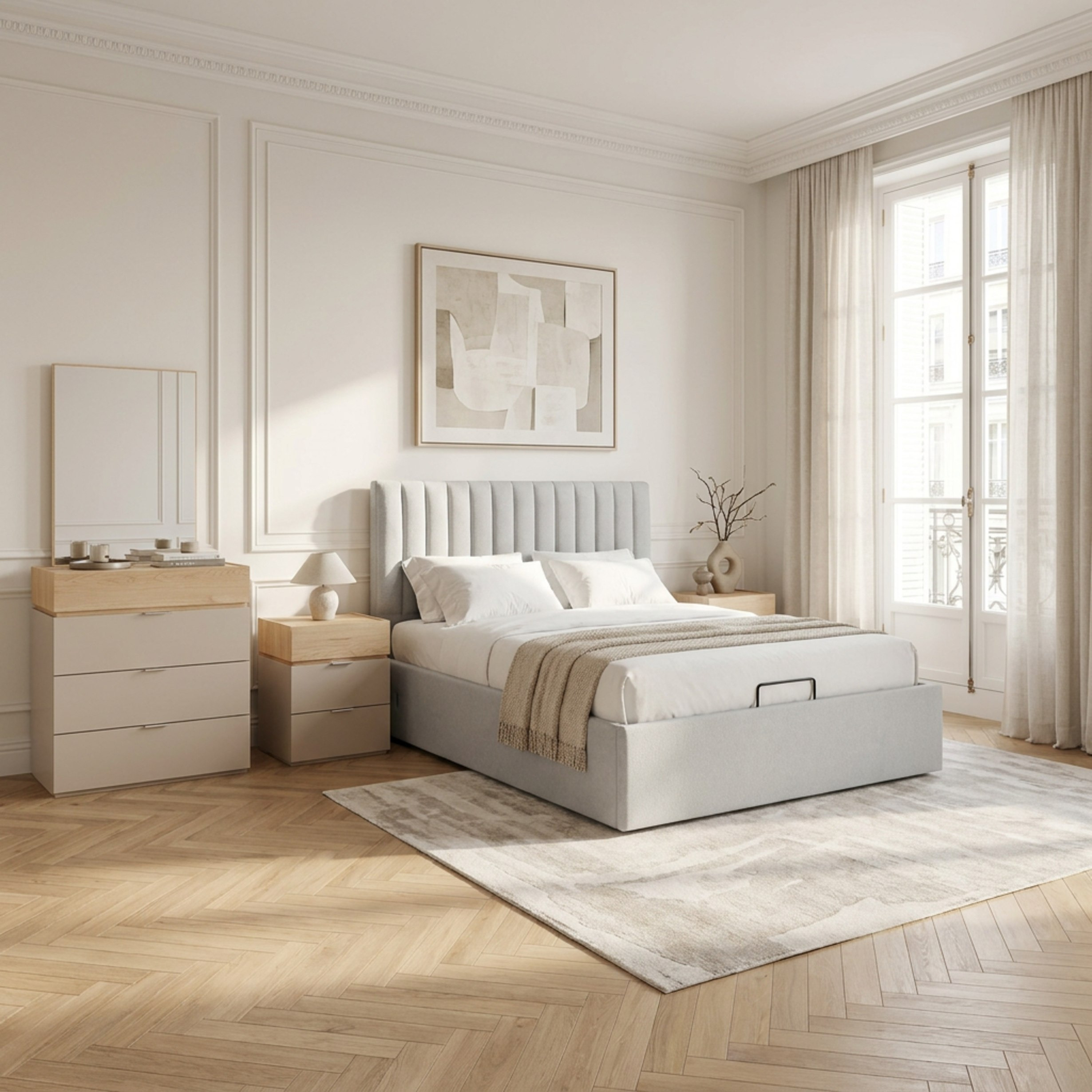 Orion Modena Smart Hydraulic Upholstered 6-Piece Queen Bedroom Set - 160x200 cm-hbxfurniture-bedsandbedsets-bedroomsets-queen-image-1