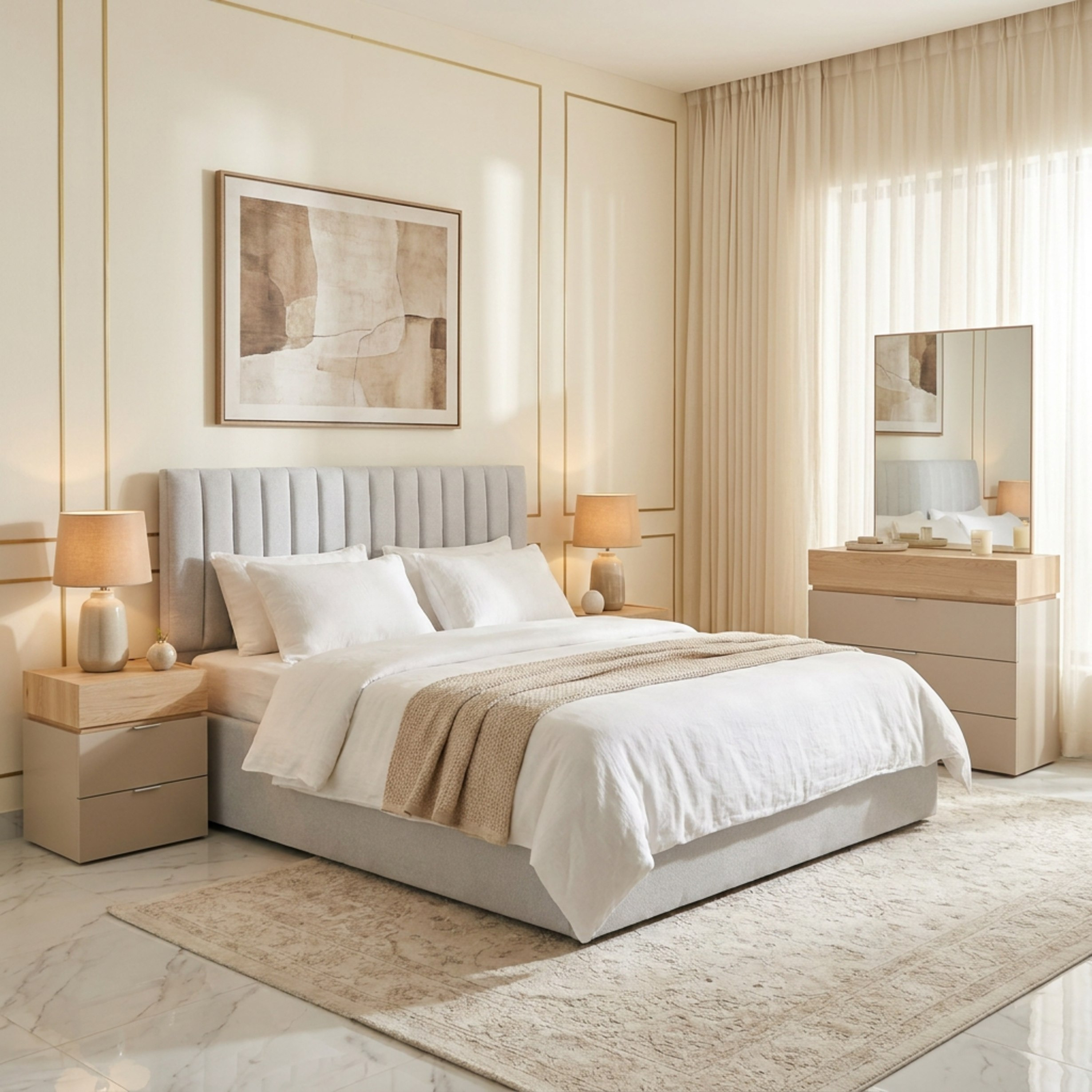 Orion Modena Smart Hydraulic Upholstered 6-Piece King Bedroom Set - 180x200 cm-hbxbedroom-bedsandbedsets-bedroomsets-king-image-1