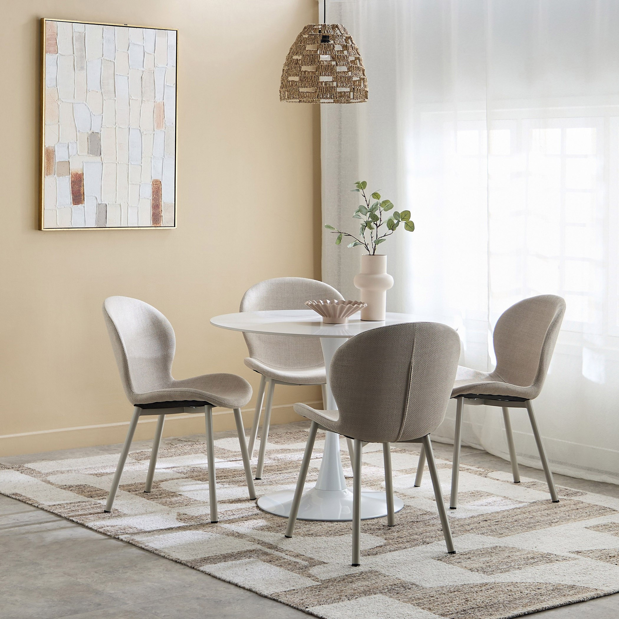Elvis Tate 4-Seater Sintered Stone Round Dining Set Package-hbxdiningroom-diningtablesandsets-diningsets-diningpackages-image-1