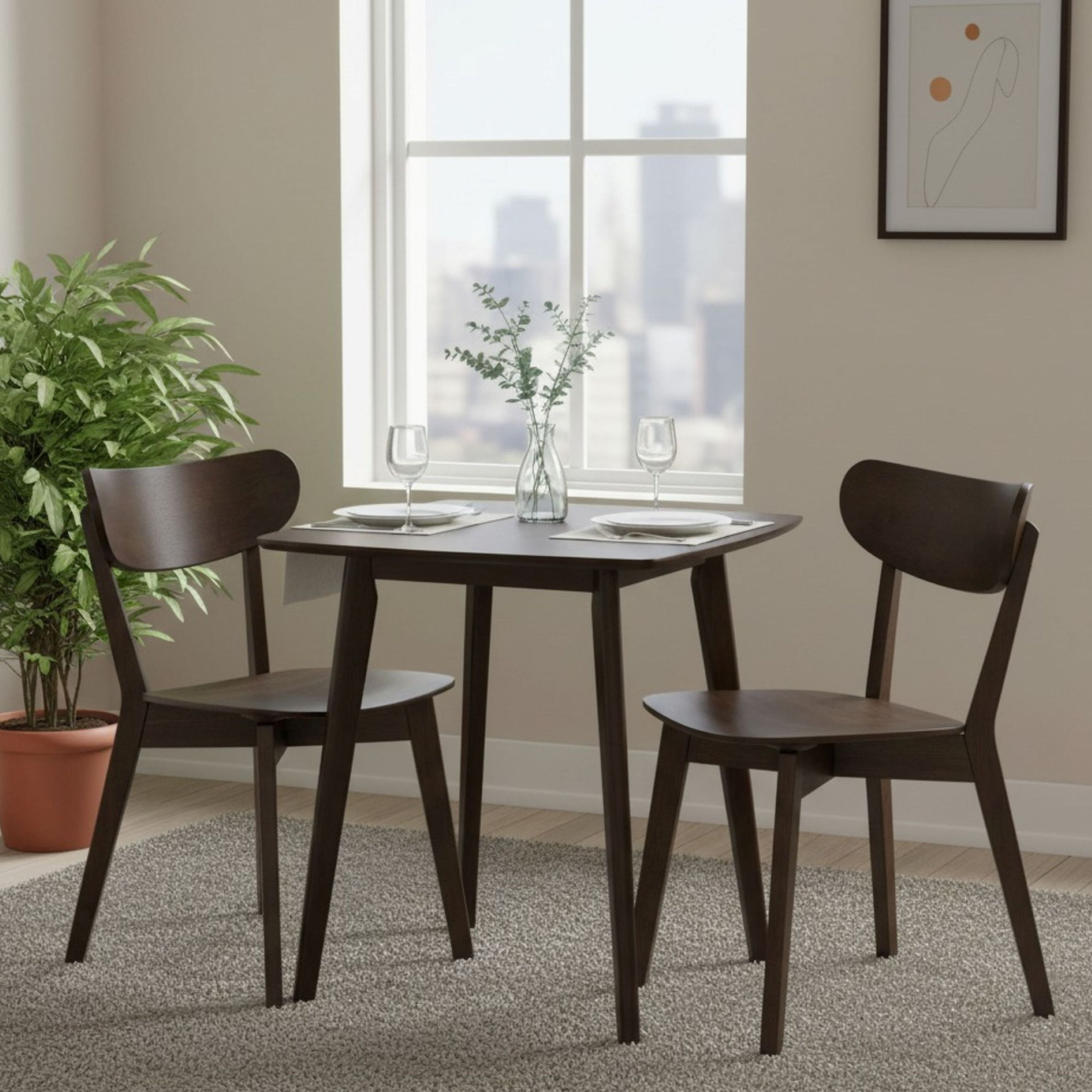 Scandi Luma Square 2-Seater Dining Set-hbxfurniture-diningtablesandsets-diningsets-twoseater-image-1