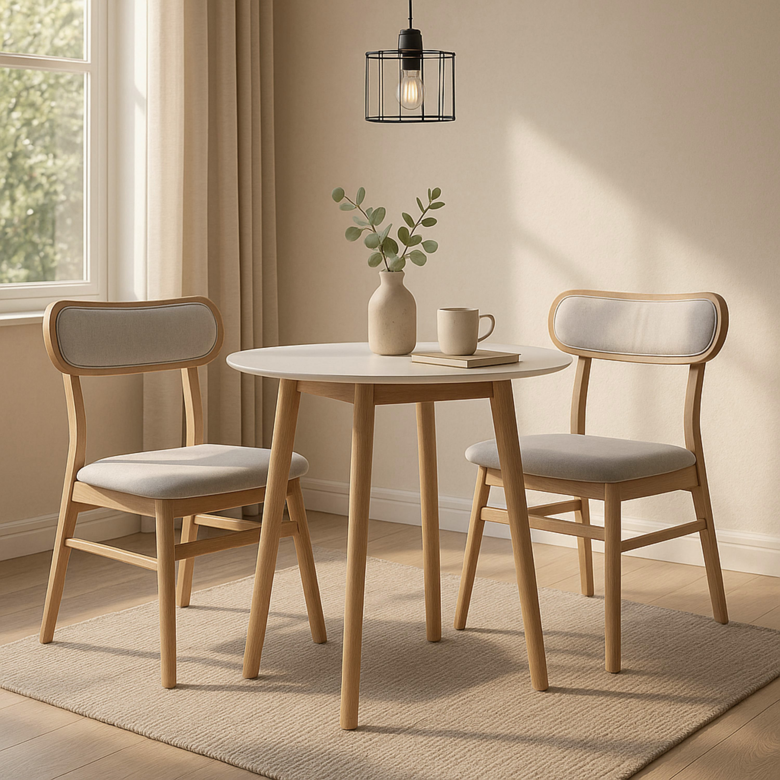 Scandi Nordi 2-Seater Round Dining Set-hbxfurniture-diningtablesandsets-diningsets-twoseater-image-1