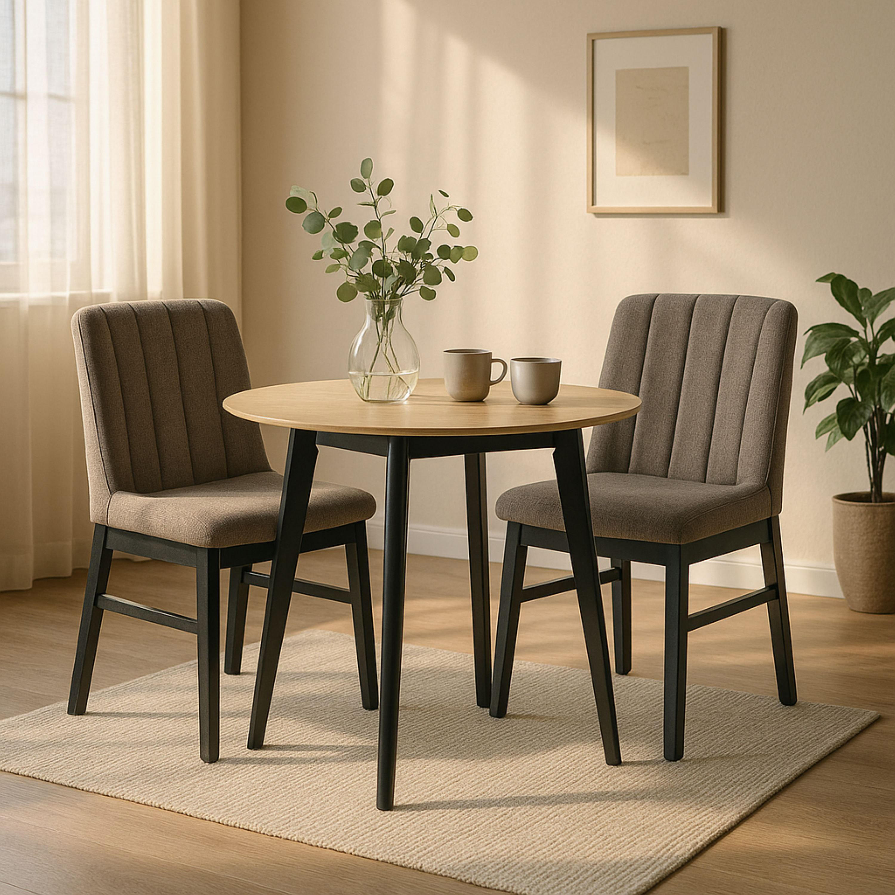 Scandi Caspian Round 2-Seater Dining Set-hbxfurniture-diningtablesandsets-diningsets-twoseater-image-1