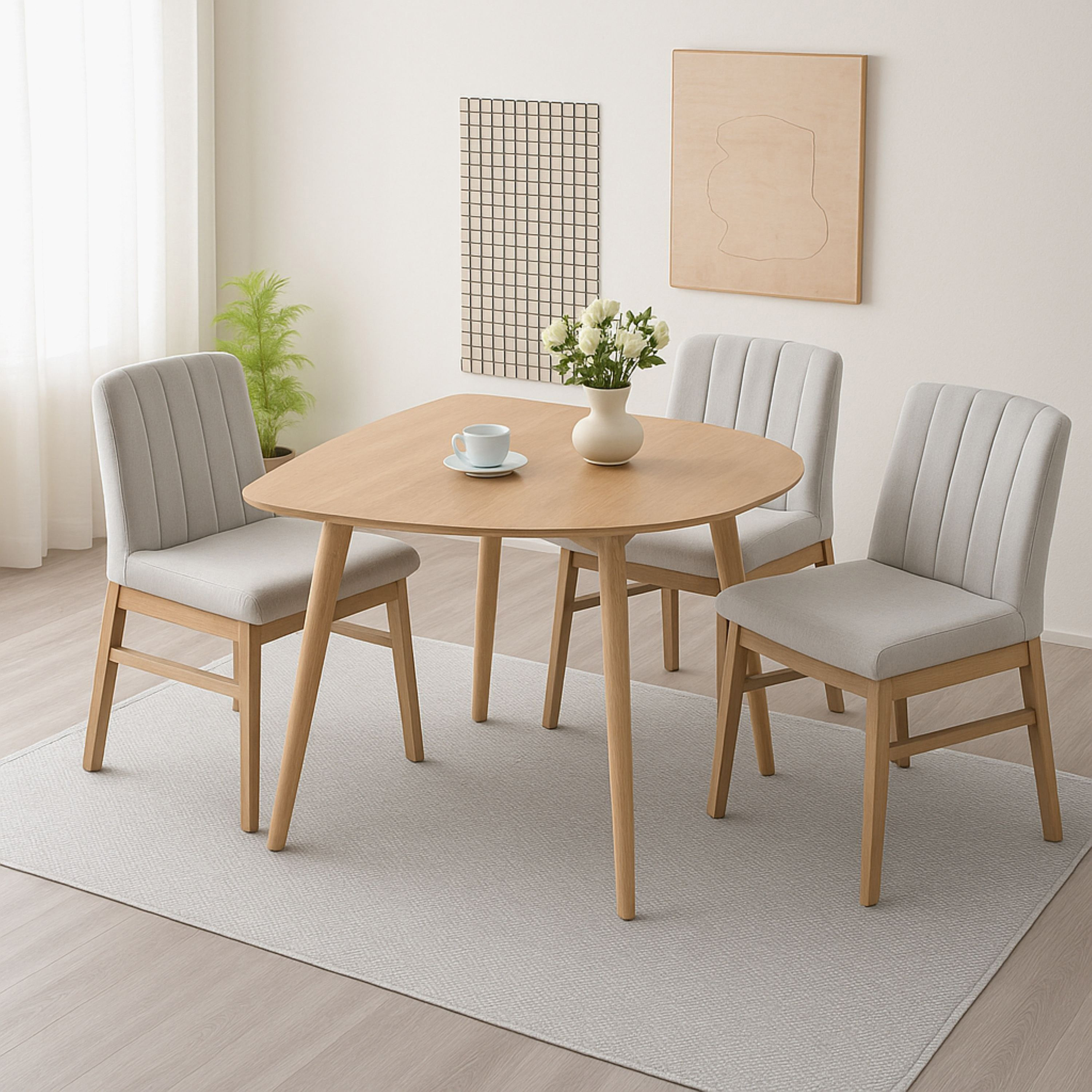 Scandi Caspian 3-Seater Dining Set-hbxfurniture-diningtablesandsets-diningsets-twoseater-image-1