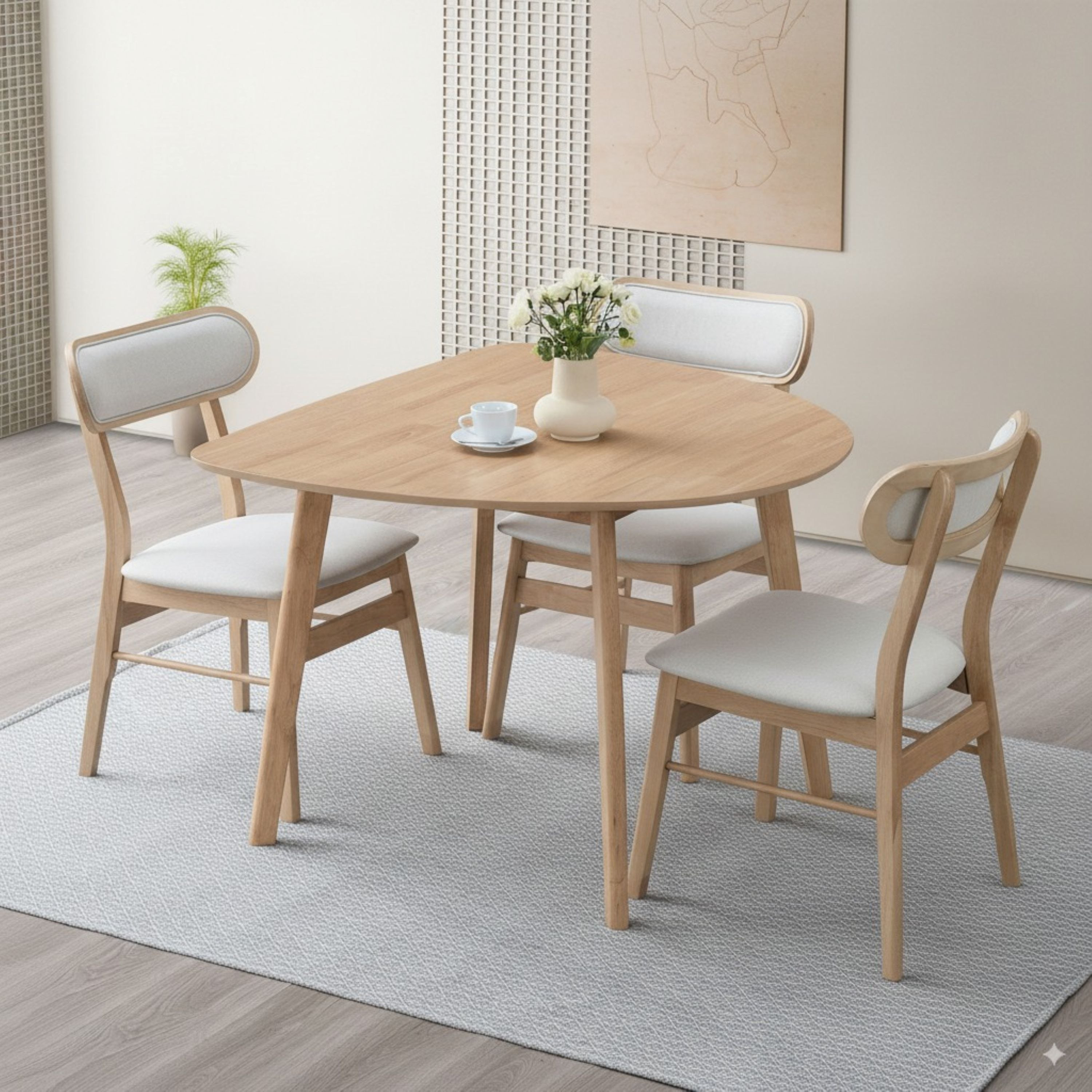 Scandi Nordi 3-Seater Dining Set-hbxfurniture-diningtablesandsets-diningsets-twoseater-image-1