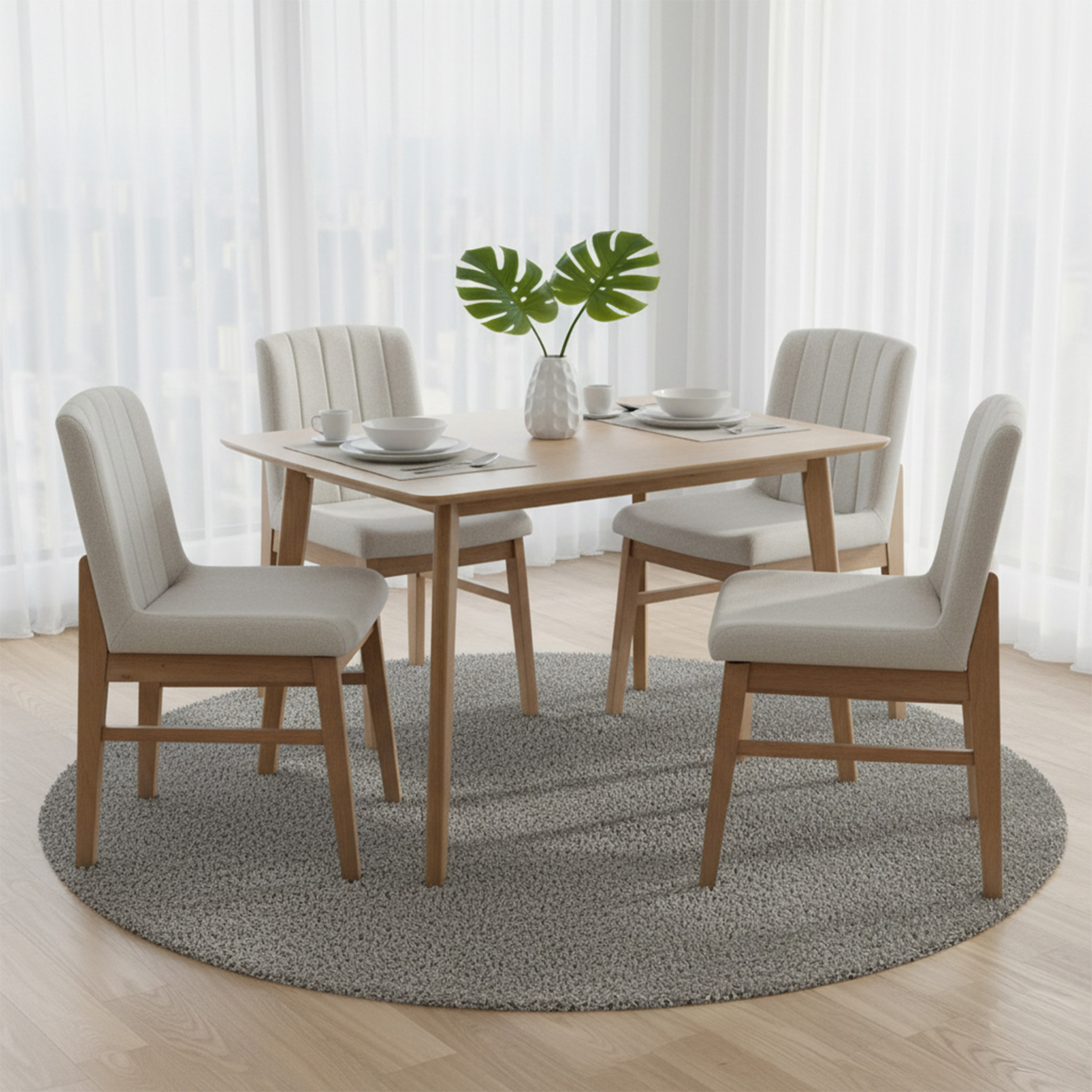 Scandi Caspian 4-Seater Dining Set-hbxdiningroom-diningtablesandsets-diningsets-diningpackages-image-1